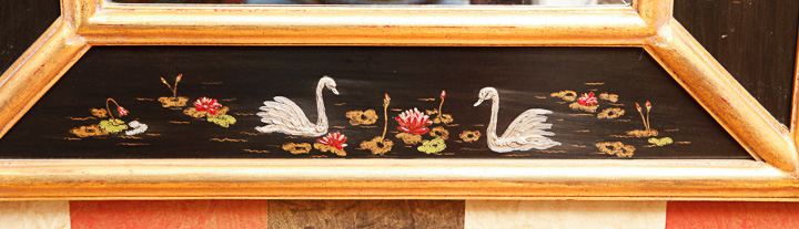 Asian Inspired Gold Tone and Black Wall Mirror