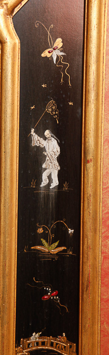 Asian Inspired Gold Tone and Black Wall Mirror