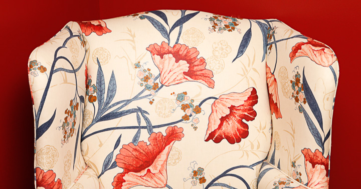 Floral Upholstered Wingback Chair by Heritage