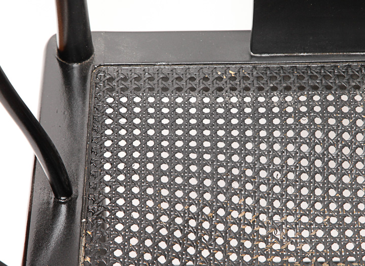 Black Wooden Cane Seat Chair with Pillows