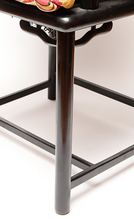 Black Wooden Cane Seat Chair with Pillows