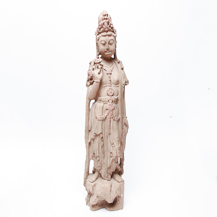 Chinese Style Plaster Statuette of a Bodhisattva
