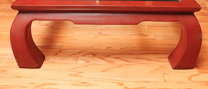 Chinese Inspired Curved-Leg Coffee Table with Glass Top