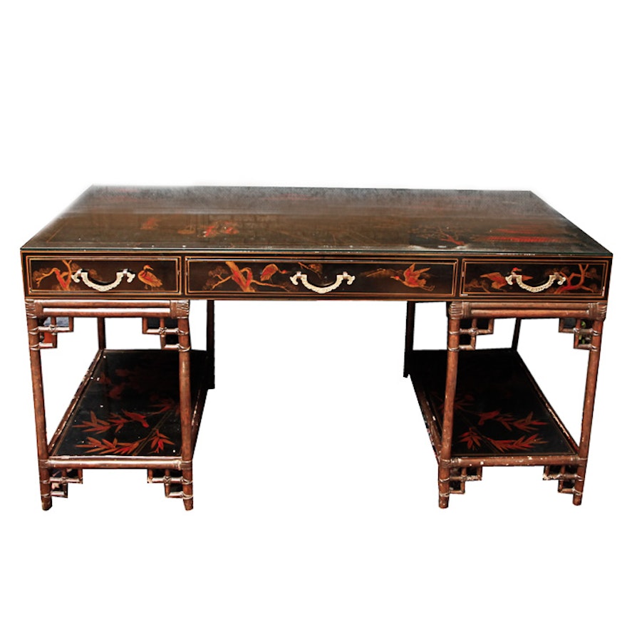 Chinoiserie Pedestal Desk by Maitland-Smith