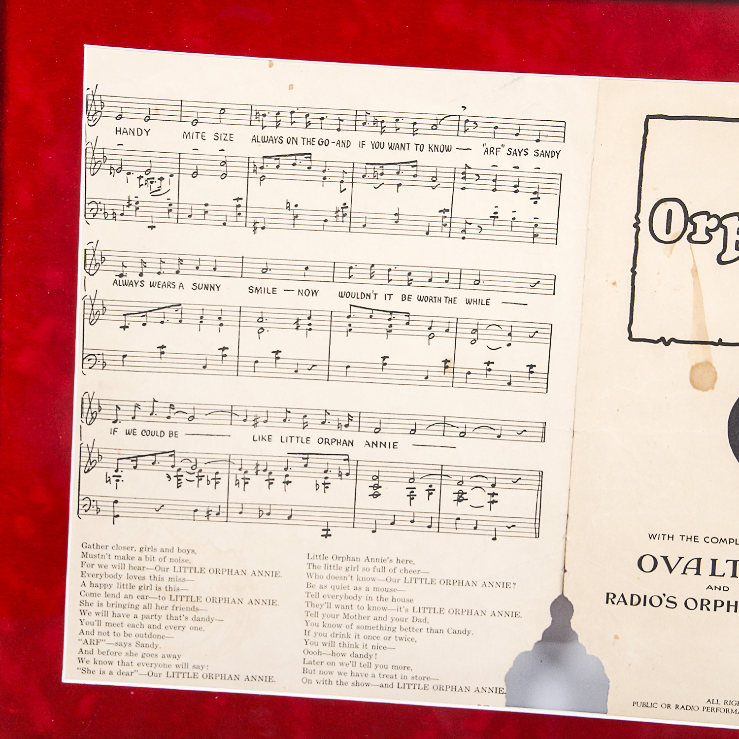1931 "Little Orphan Annie's Song" Sheet Music