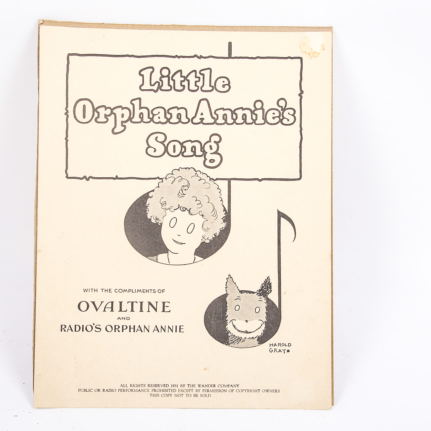 1931 "Little Orphan Annie's Song" Sheet Music