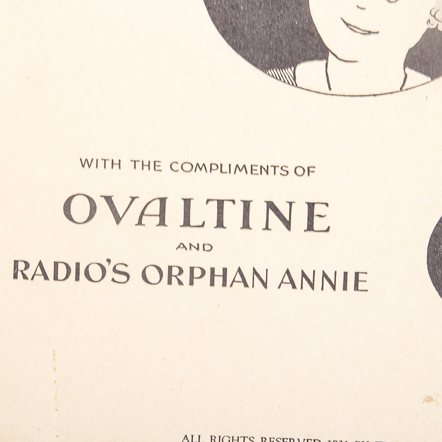 1931 "Little Orphan Annie's Song" Sheet Music