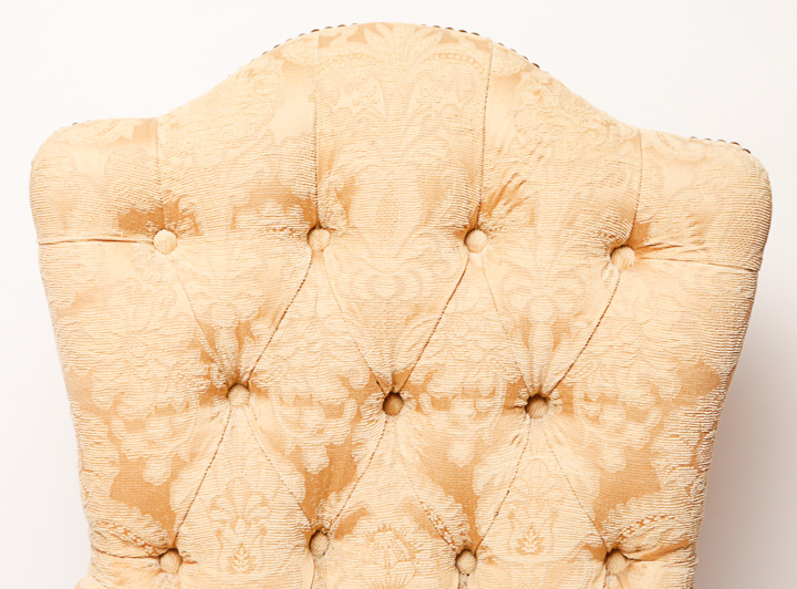 Beige Floral Louis XVI Style Fauteuil Armchair