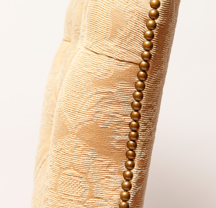 Beige Floral Louis XVI Style Fauteuil Armchair