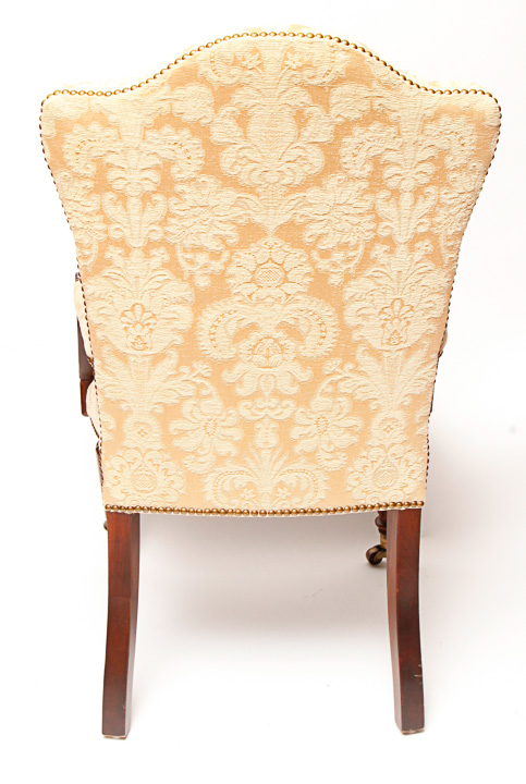 Beige Floral Louis XVI Style Fauteuil Armchair