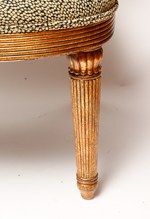 Gold Toned Louis XVI Style Fauteuil Armchair