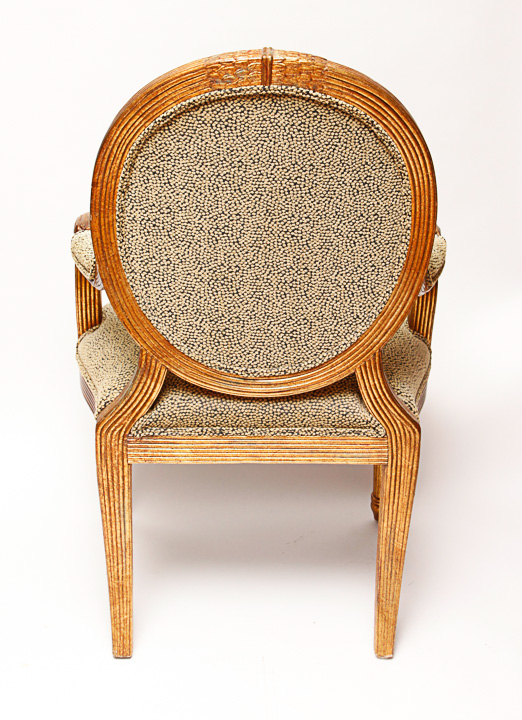 Gold Toned Louis XVI Style Fauteuil Armchair