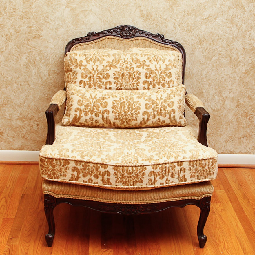 Louis XV Style Fauteuil Armchair with Matching Pillow