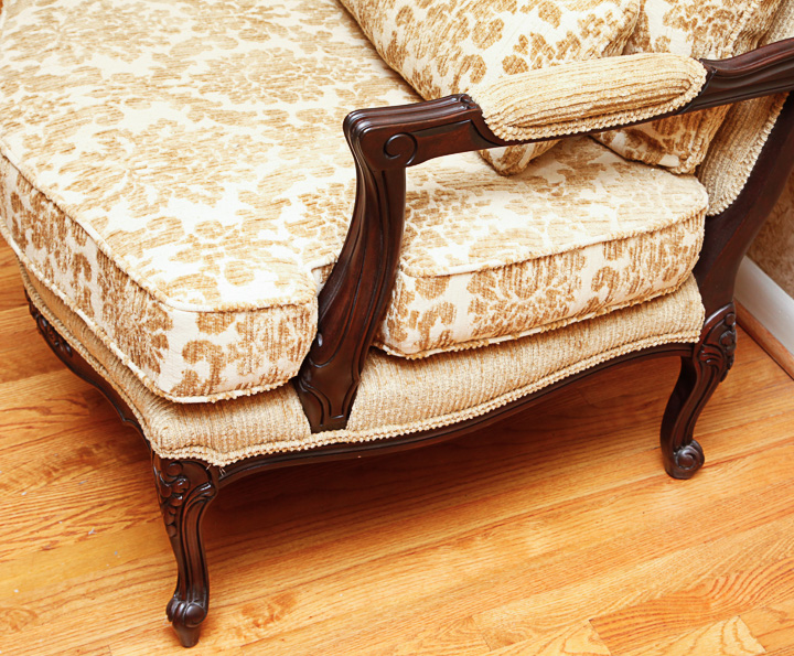 Louis XV Style Fauteuil Armchair with Matching Pillow