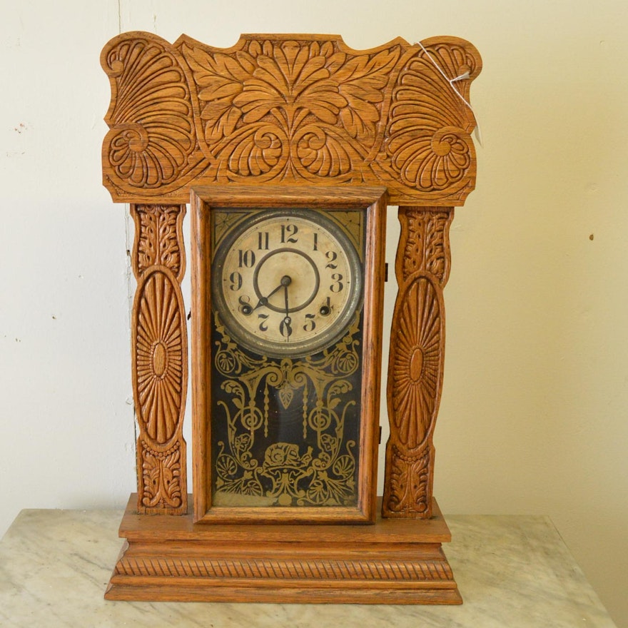 Vintage Oak Mantel Clock