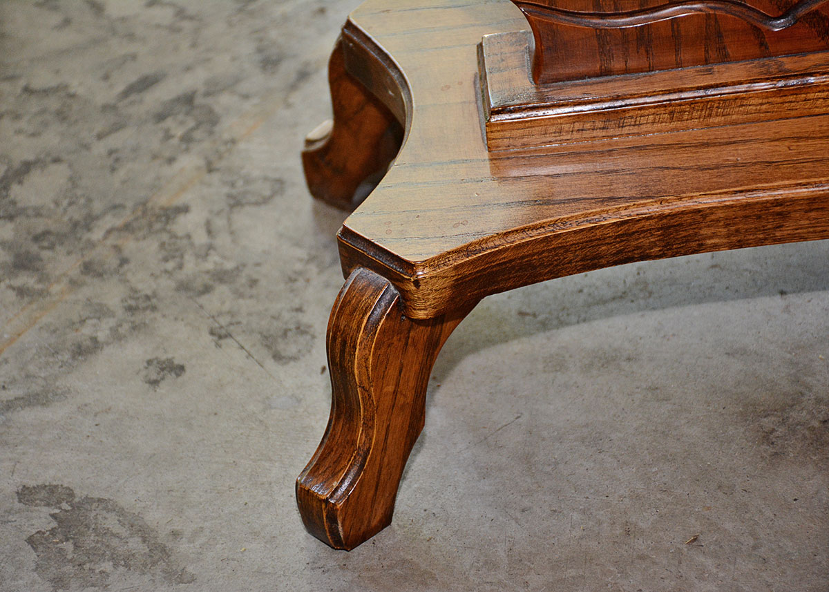 Marble Top Oak Lyre Side Table