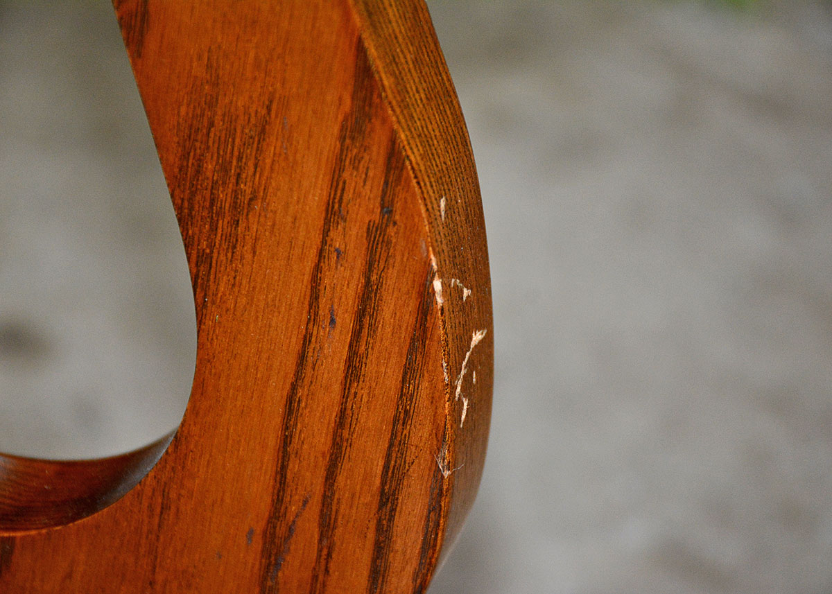 Marble Top Oak Lyre Side Table