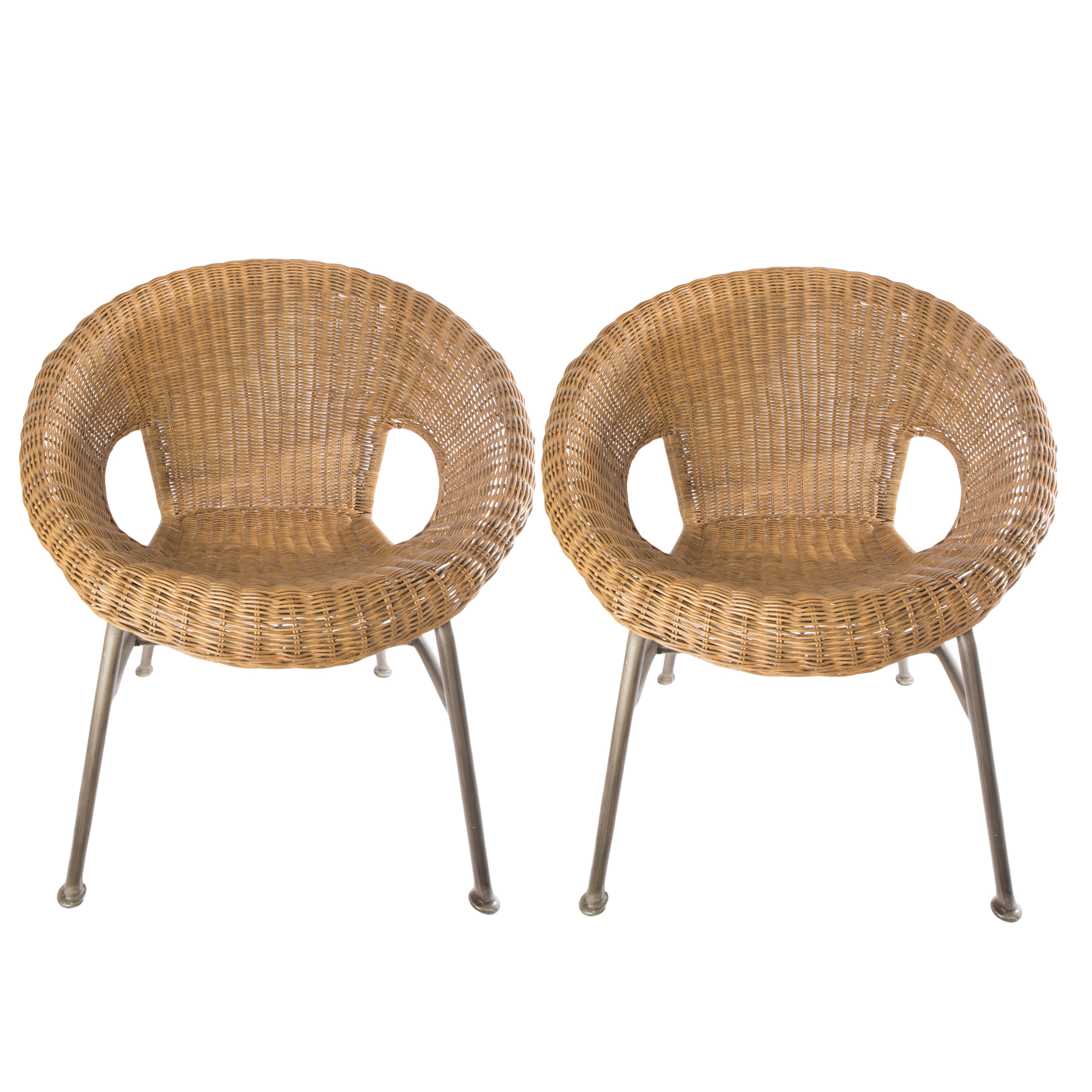 Pair of Modern Style Wicker Lounge Chairs