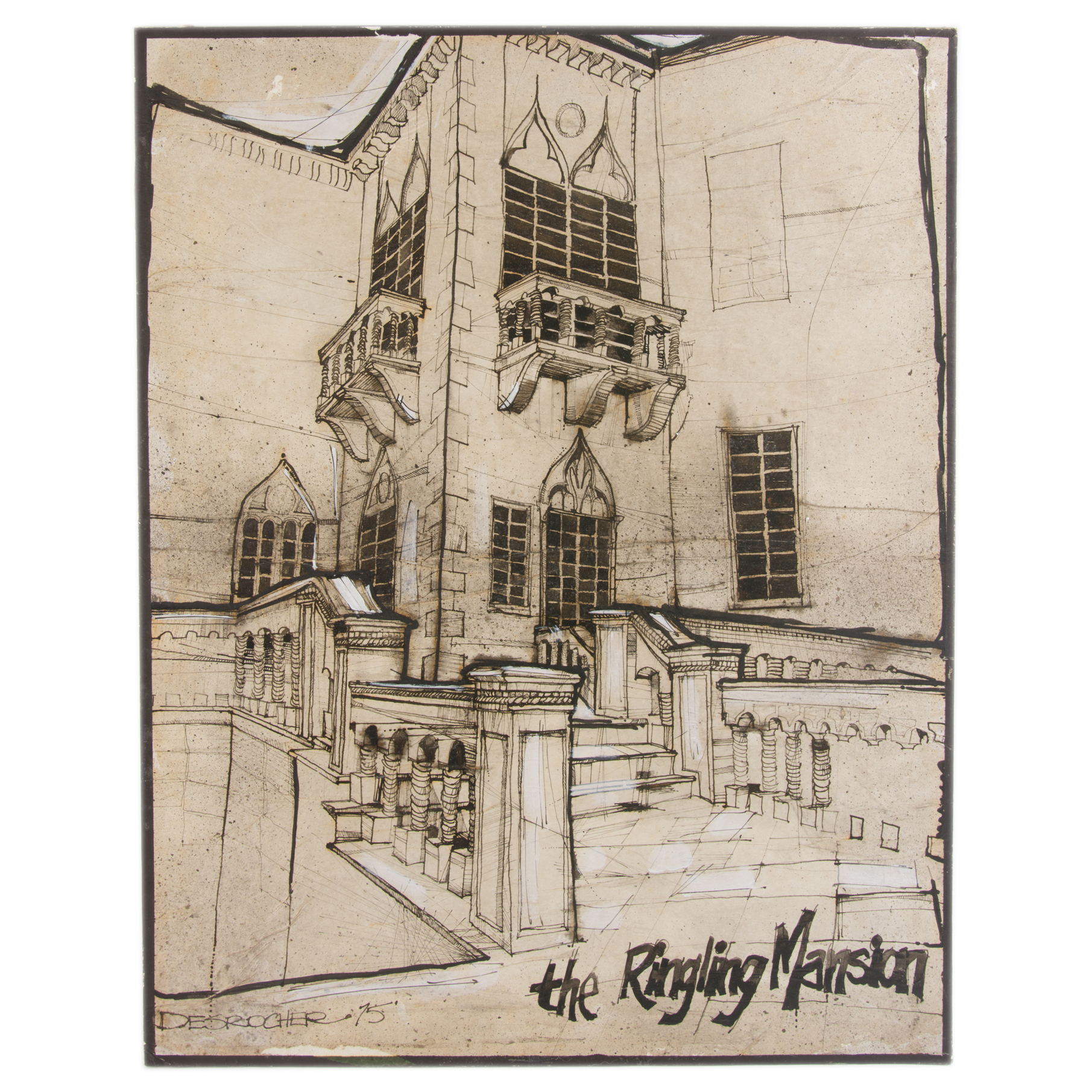 Desrocher Mixed Media Painting "The Ringling Mansion"