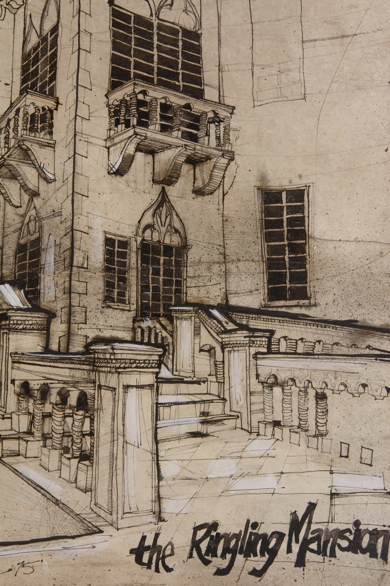 Desrocher Mixed Media Painting "The Ringling Mansion"