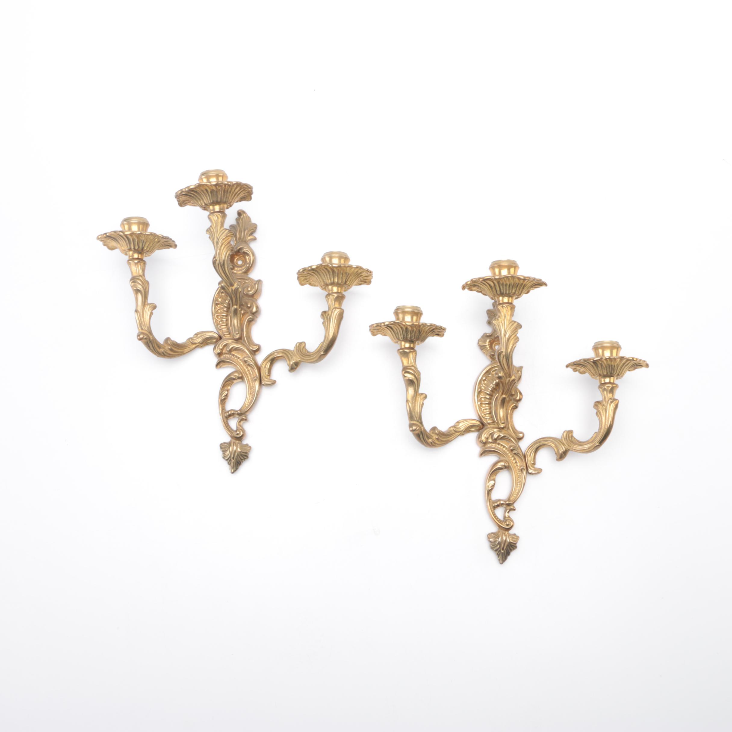 Rococo Style Brass Wall Sconces
