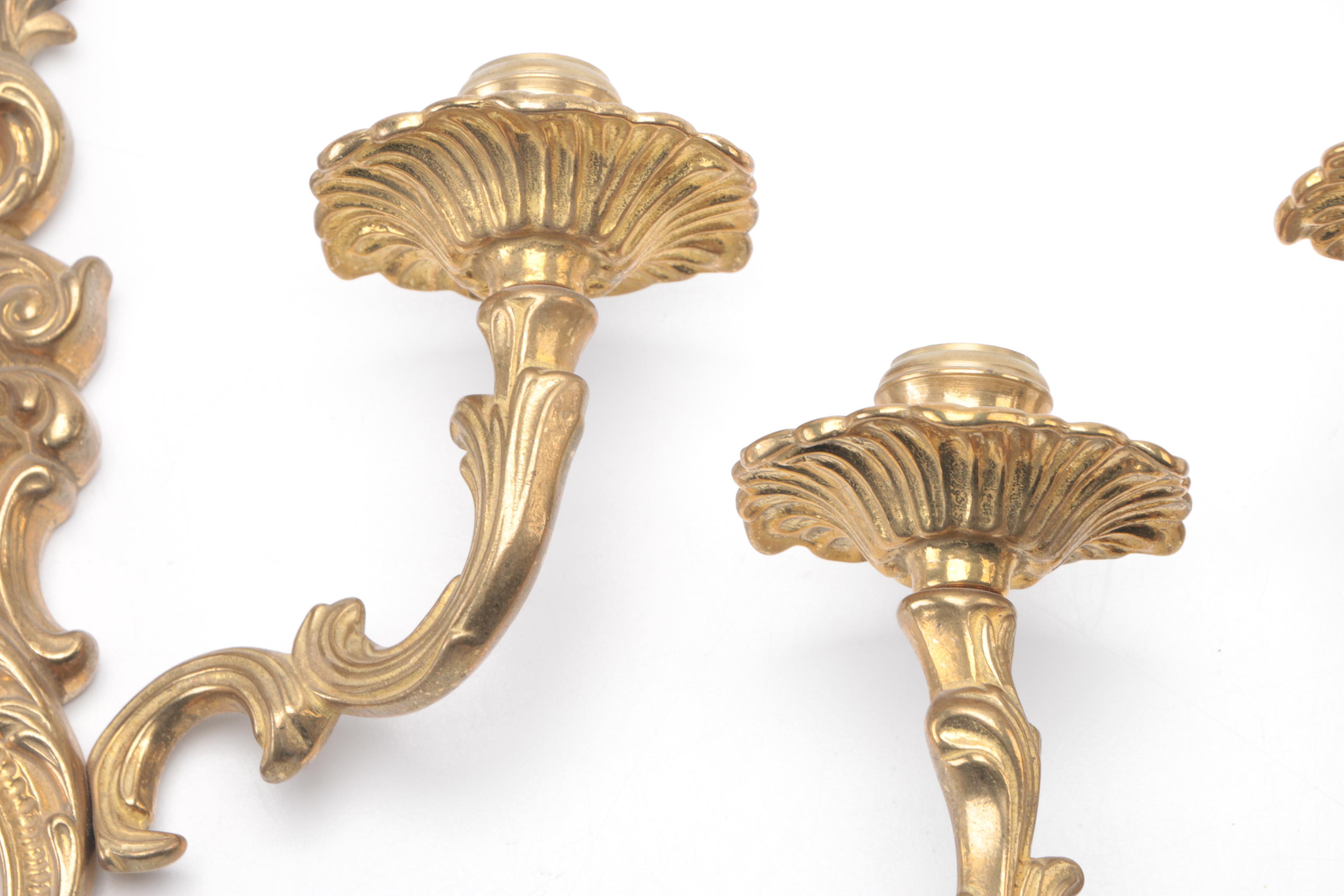 Rococo Style Brass Wall Sconces