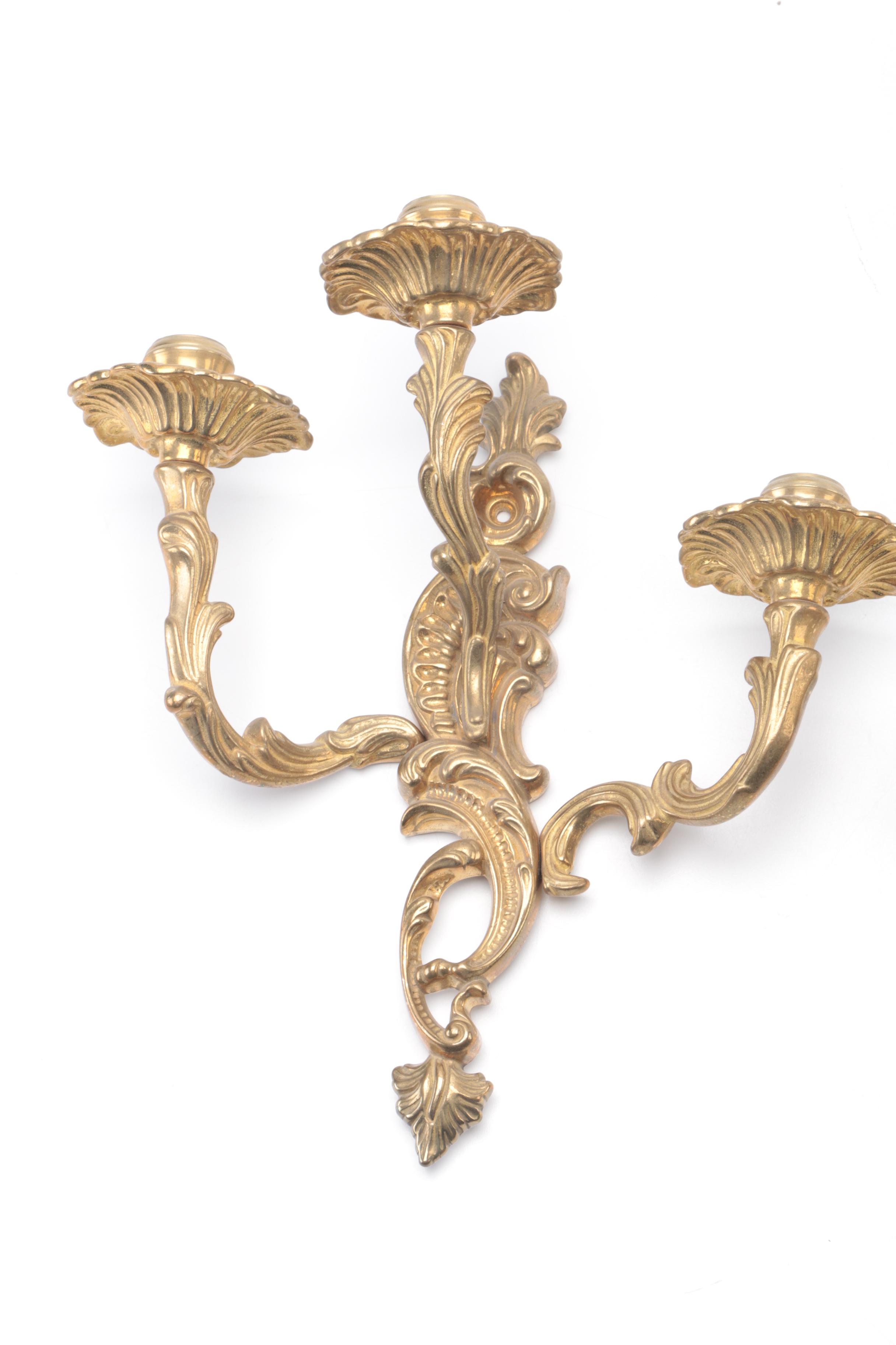 Rococo Style Brass Wall Sconces
