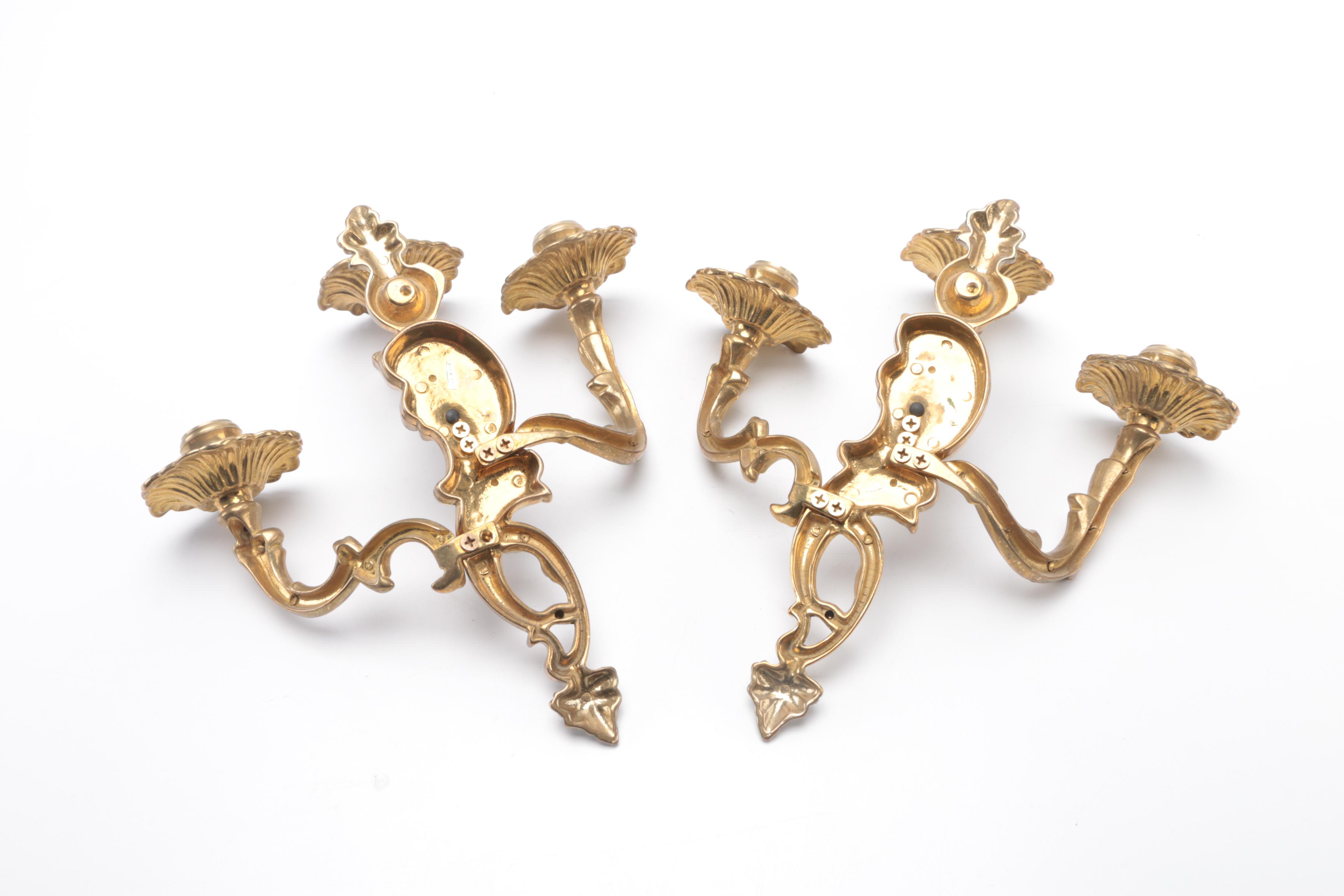 Rococo Style Brass Wall Sconces