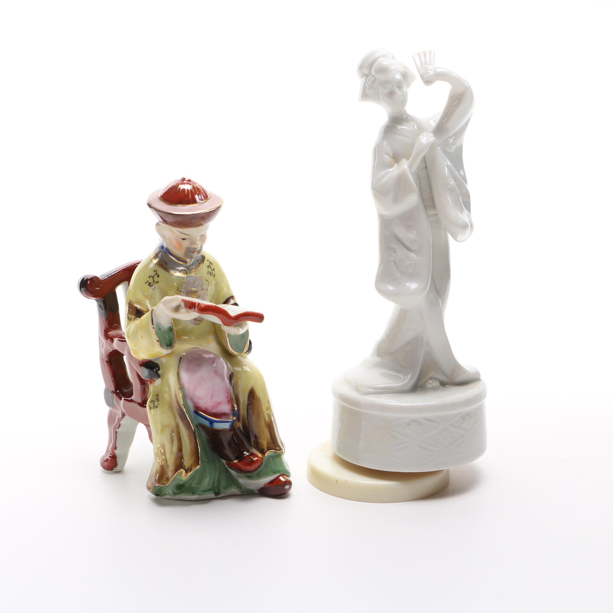 Japanese Music Box and Figurine