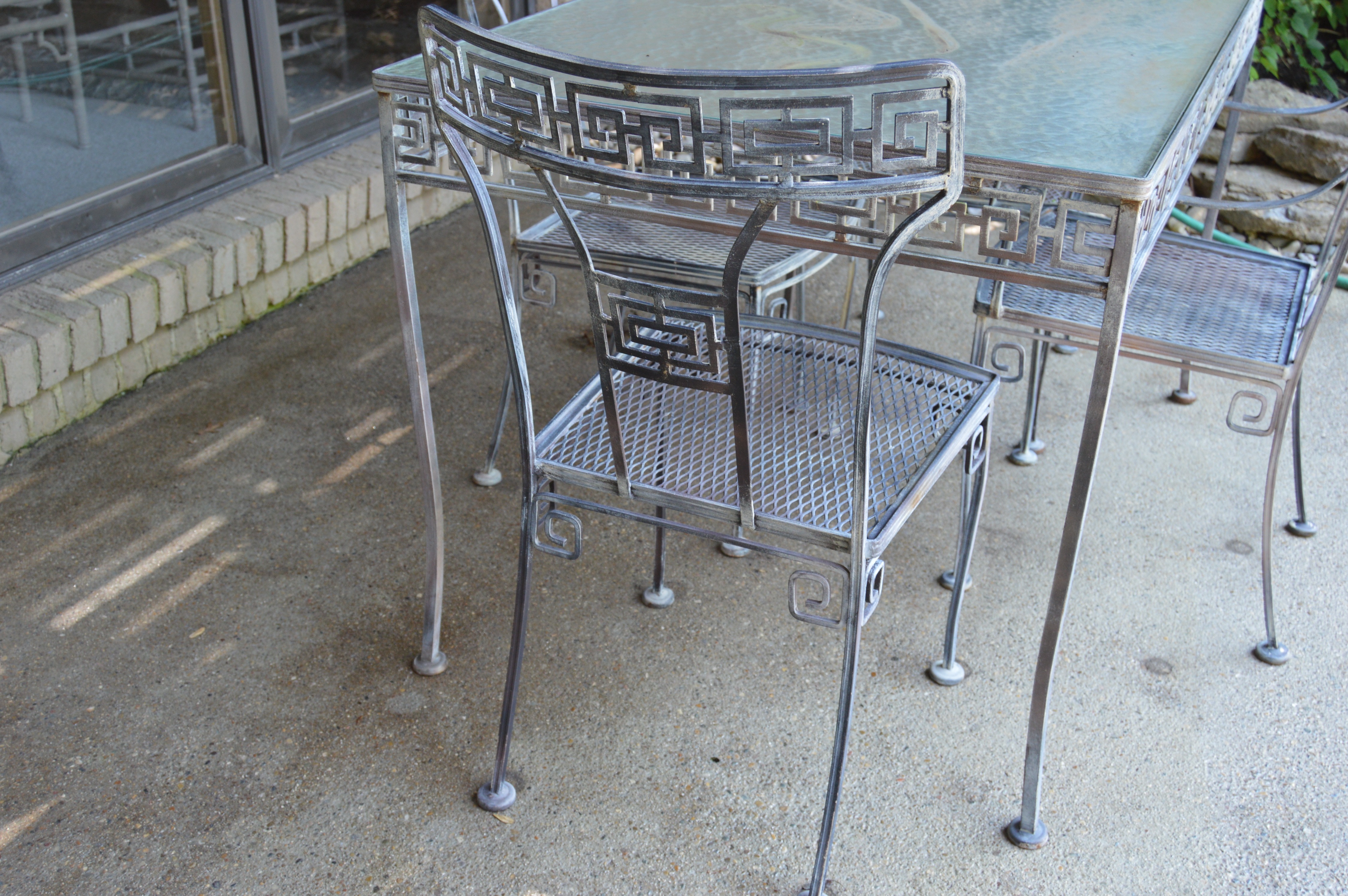 Vintage Patio Dining Set with Greek Key Design