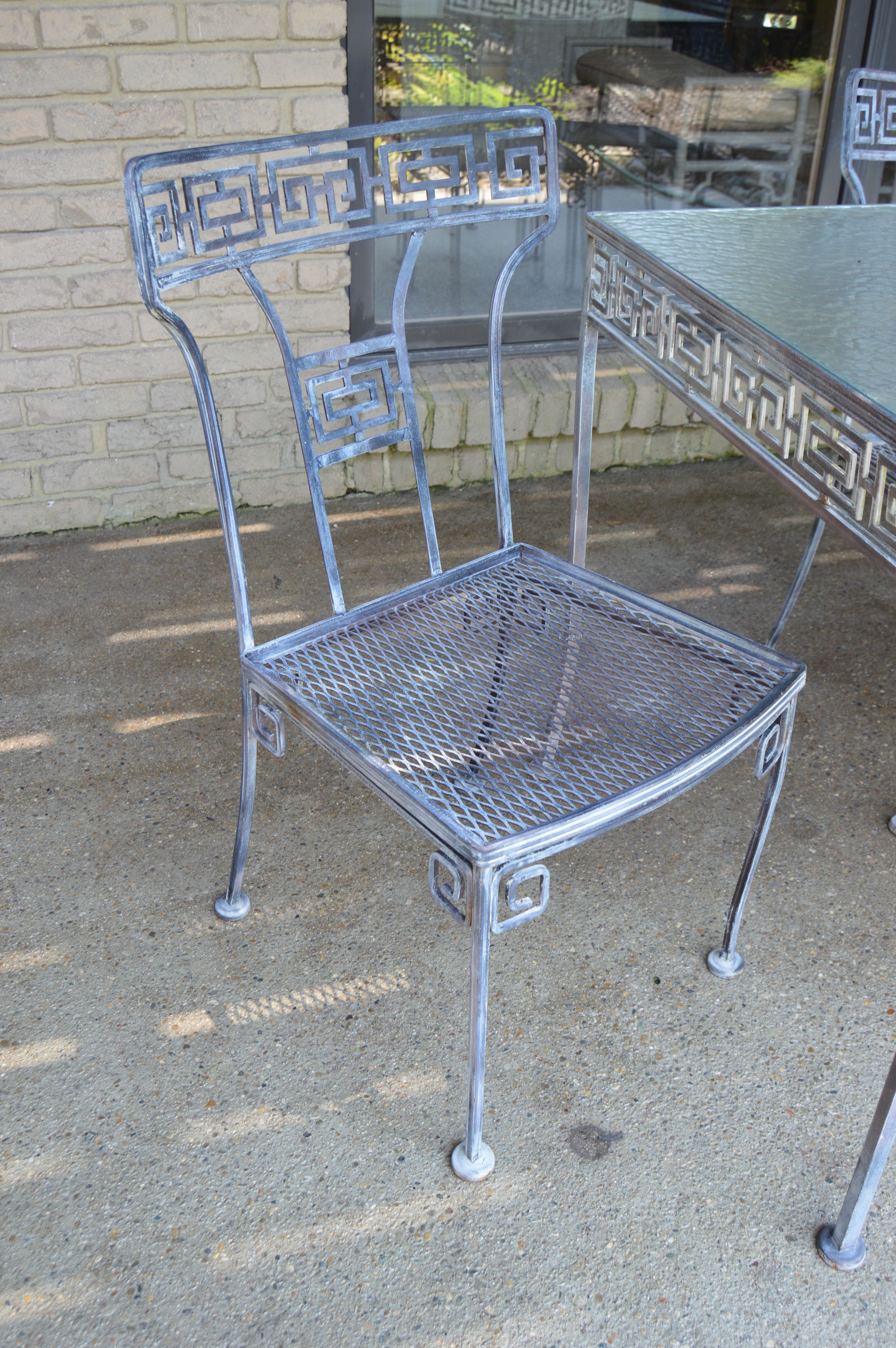 Vintage Patio Dining Set with Greek Key Design