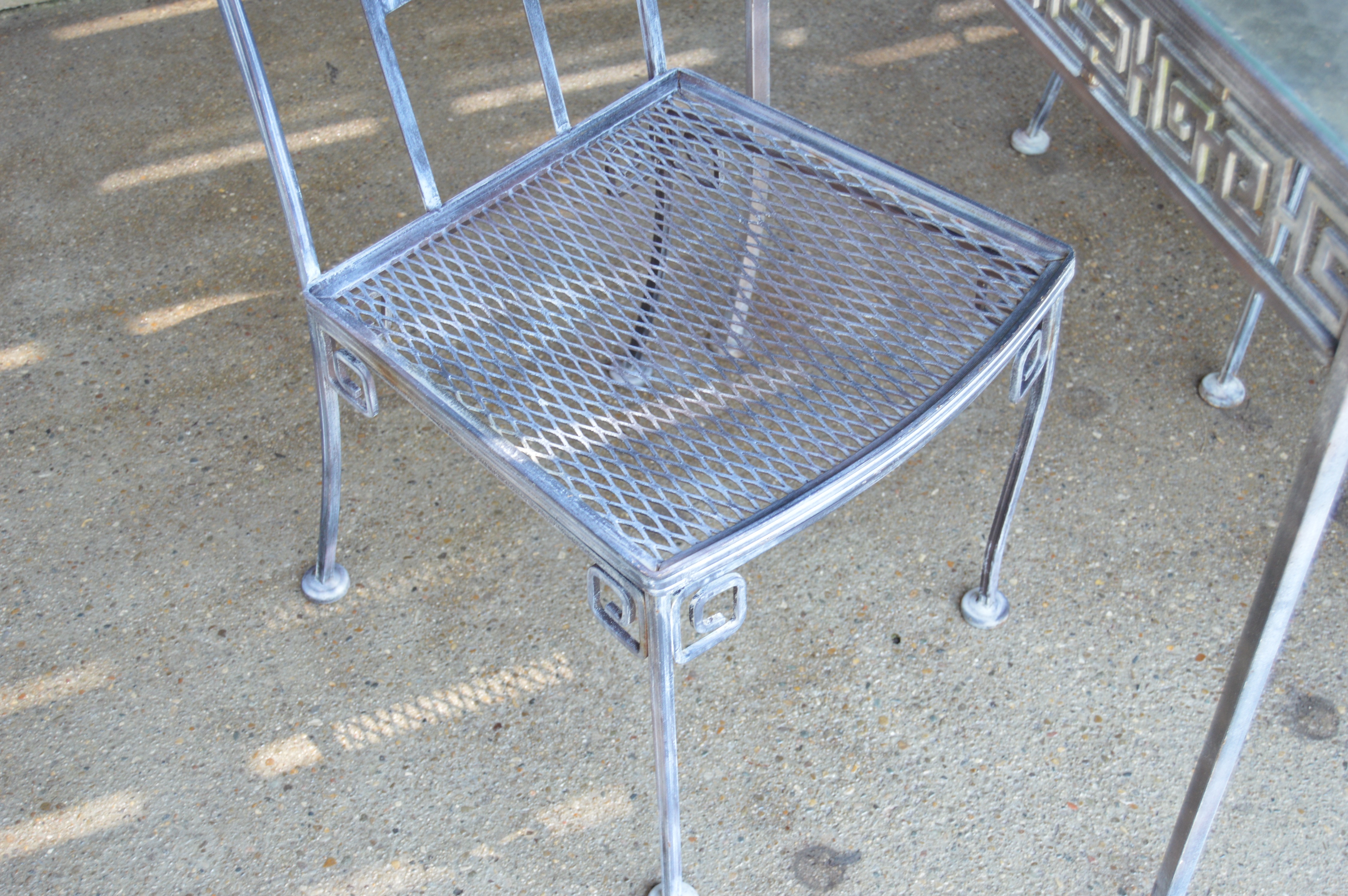 Vintage Patio Dining Set with Greek Key Design