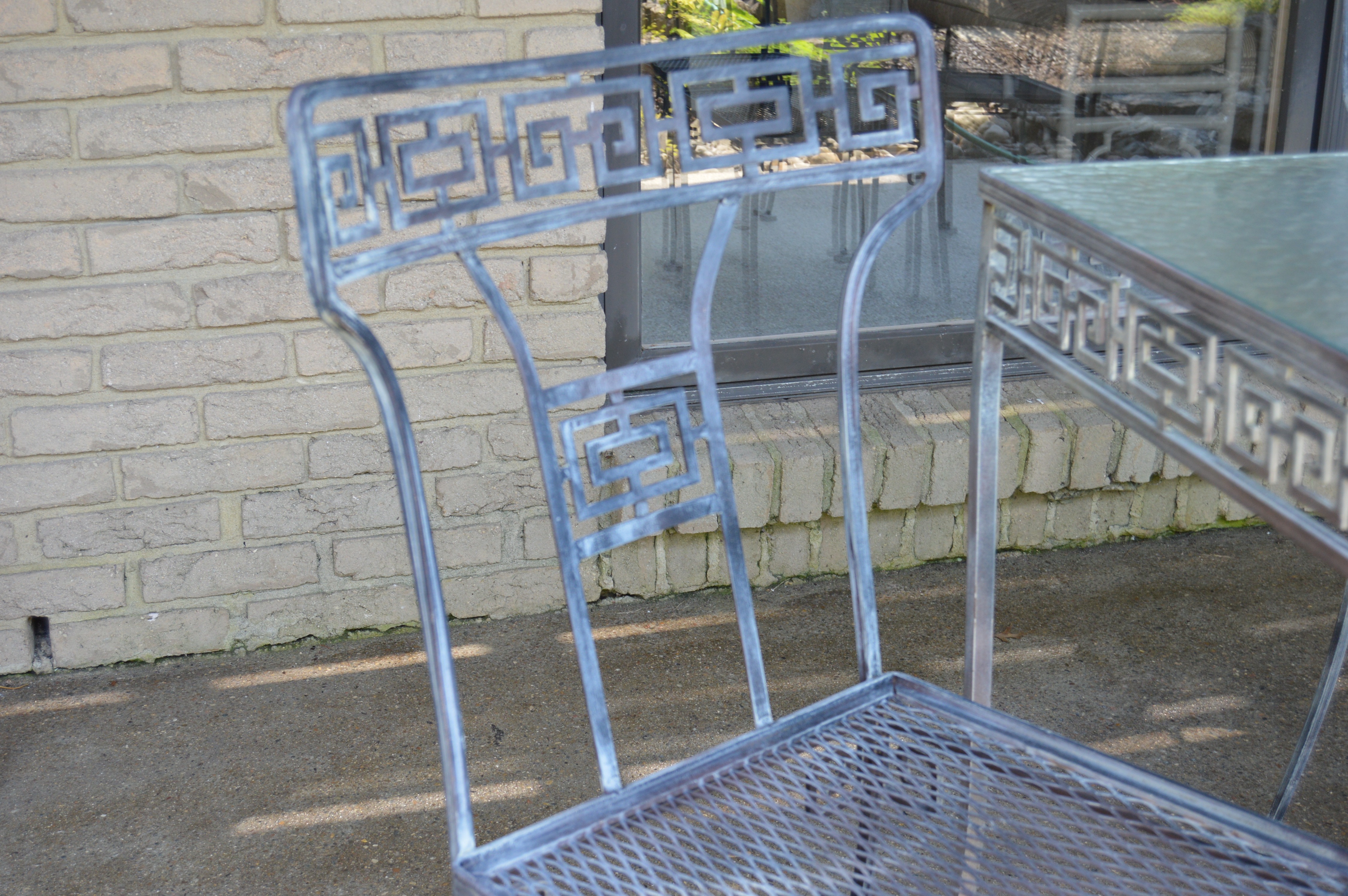 Vintage Patio Dining Set with Greek Key Design