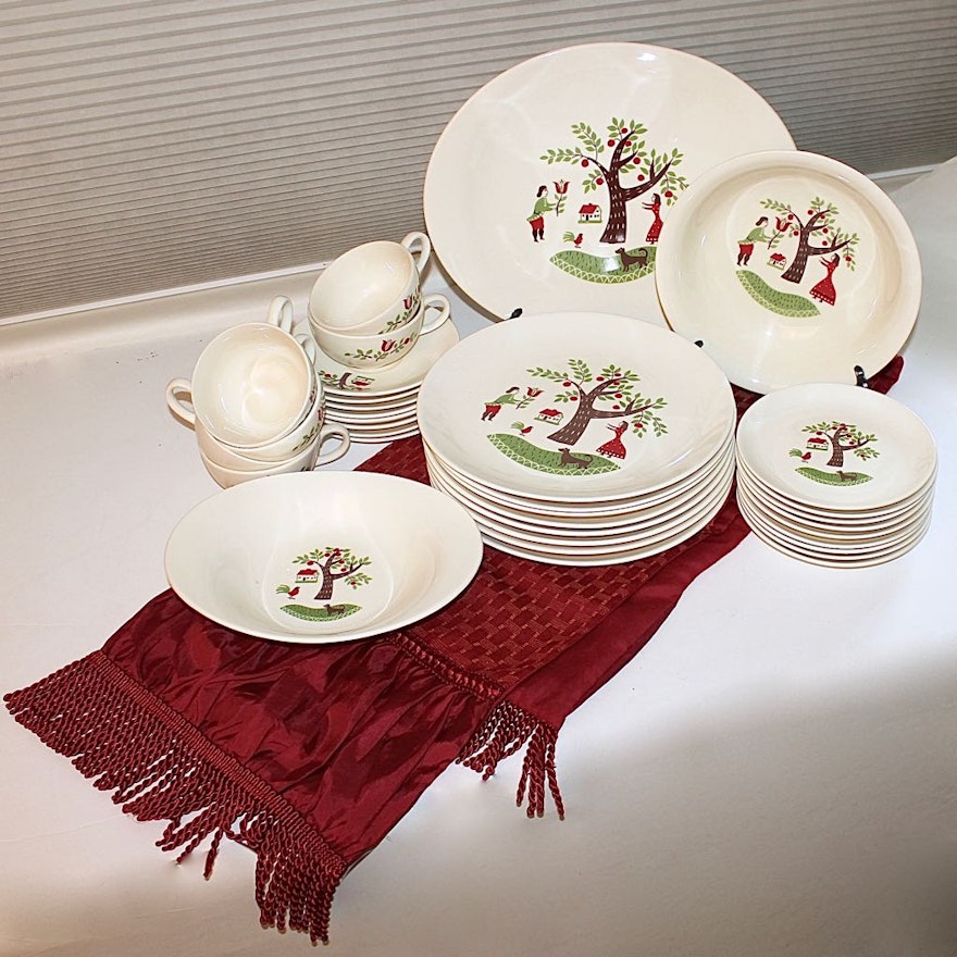 Crown Potteries Co. Primitive Orchard Print Tableware