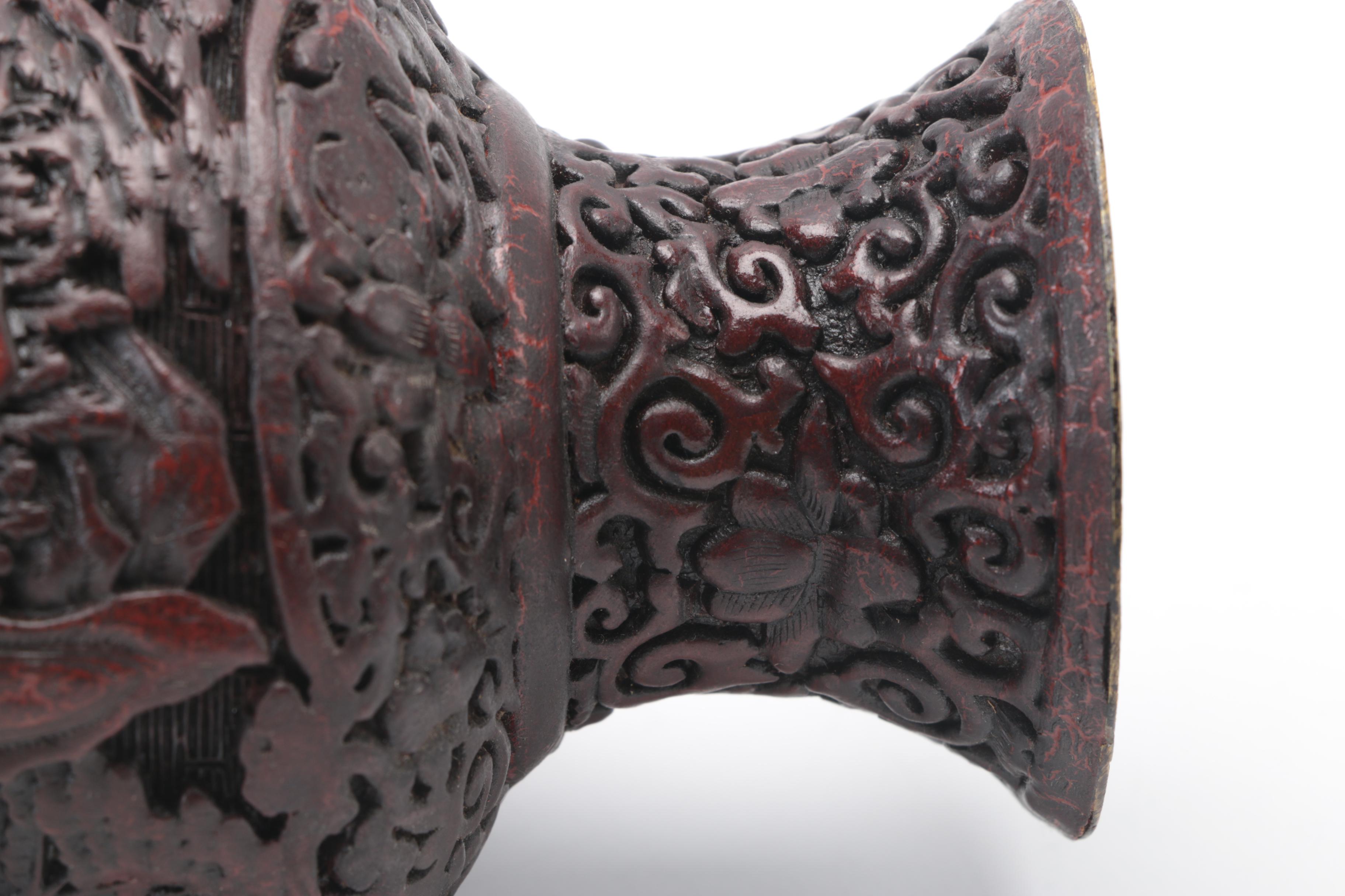 Asian Inspired Carved Wood Vase and Shoe Horn/Back Scratcher