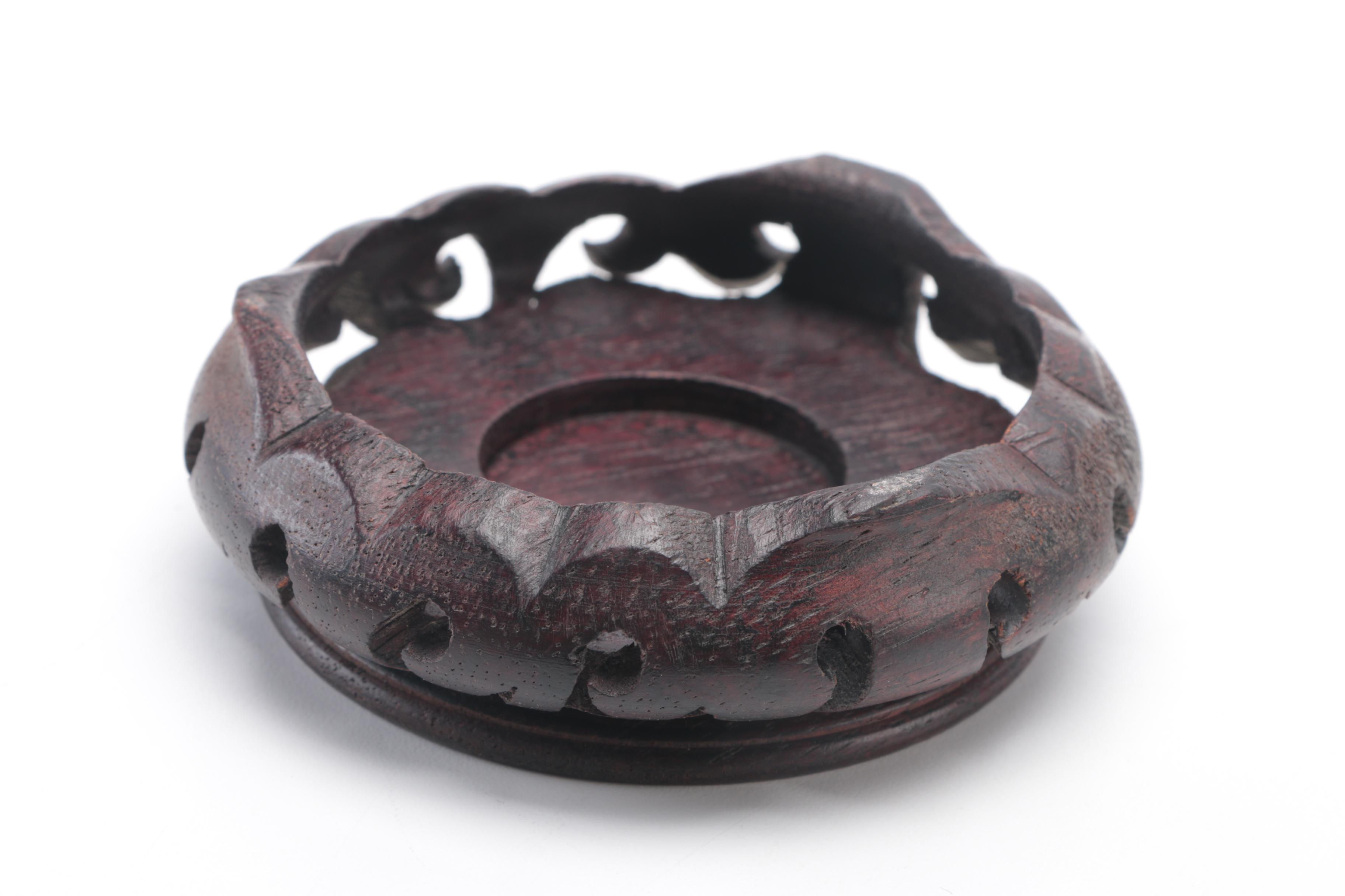 Asian Inspired Carved Wood Vase and Shoe Horn/Back Scratcher