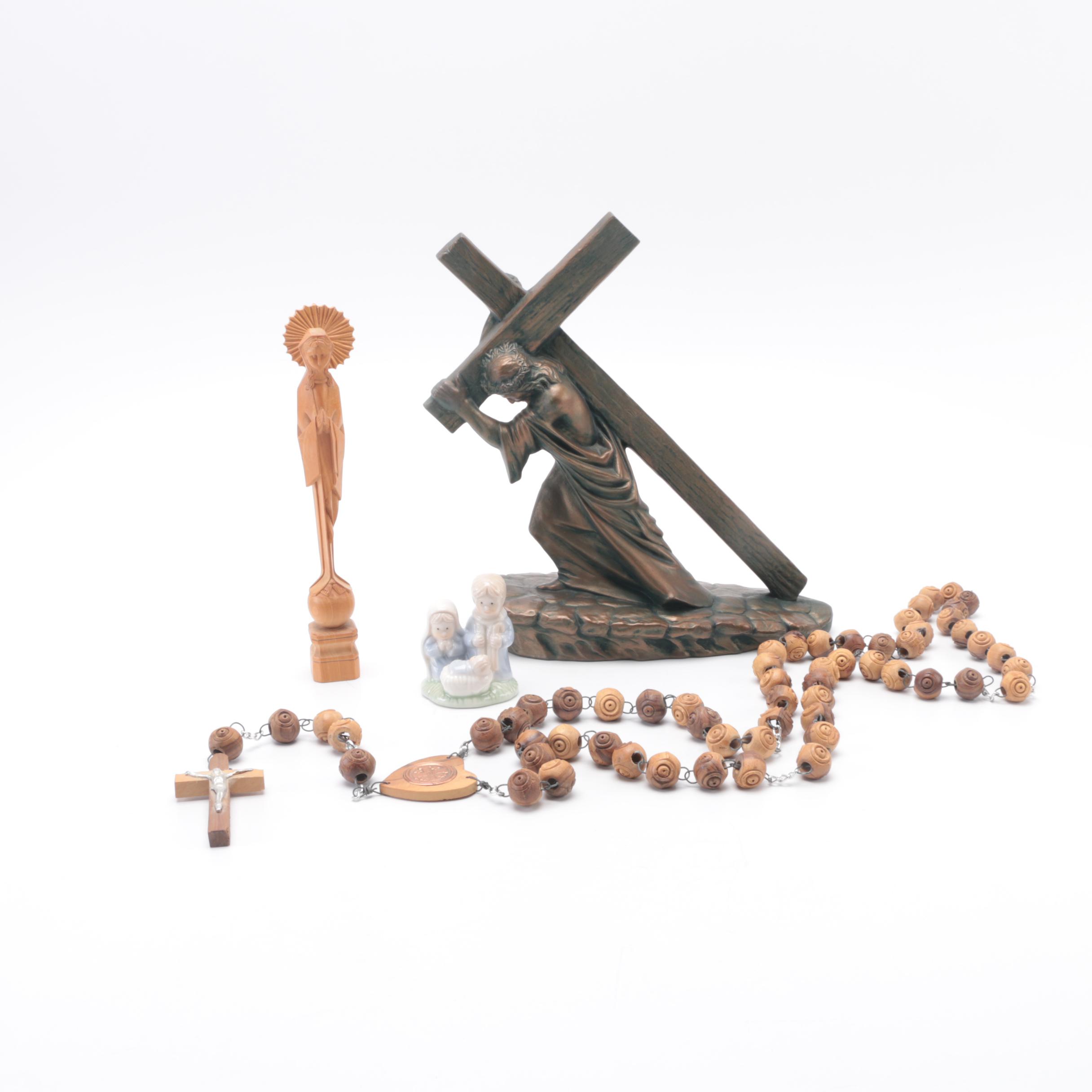 Christian Religious Figures and Rosary