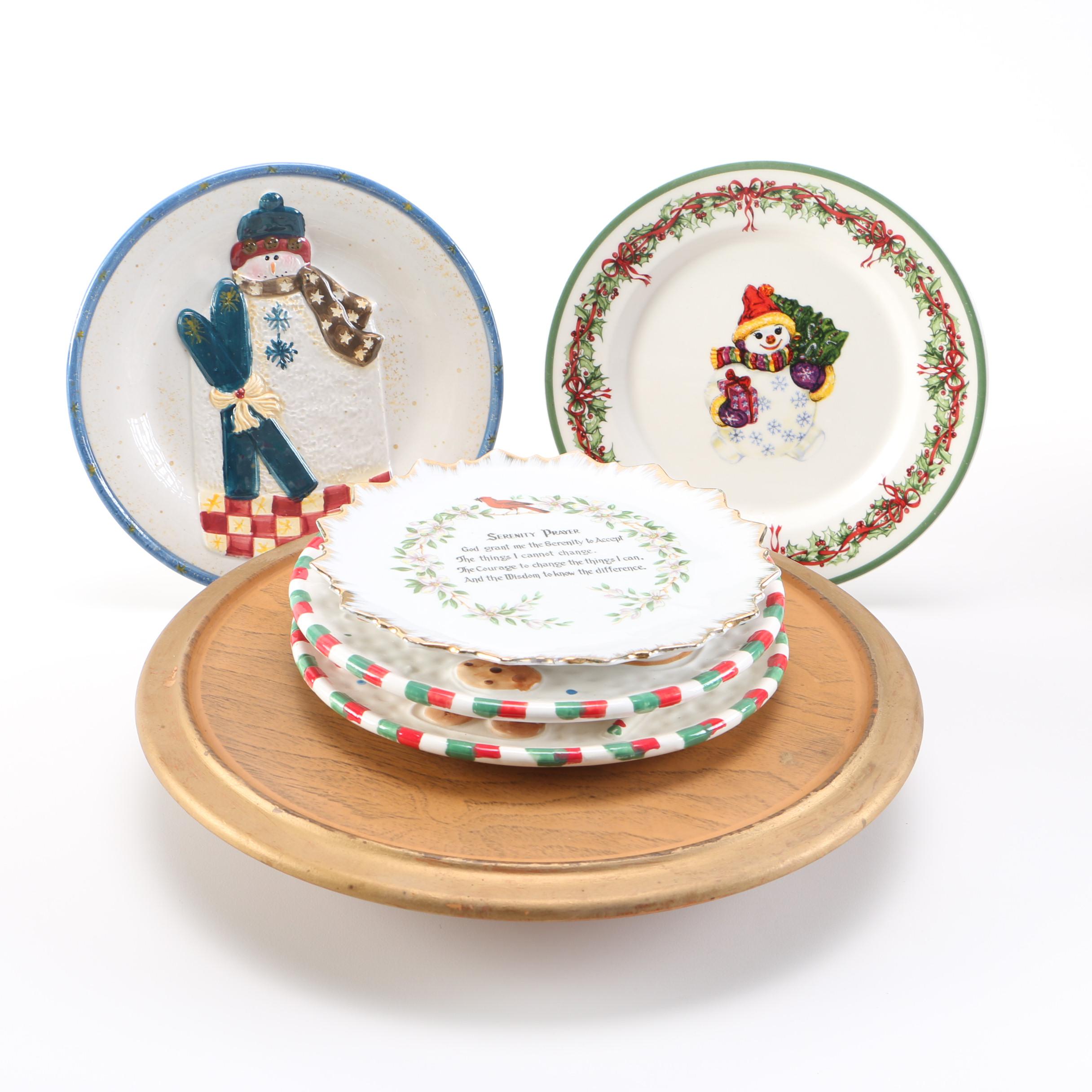 Christmas Plates and Lazy Susan