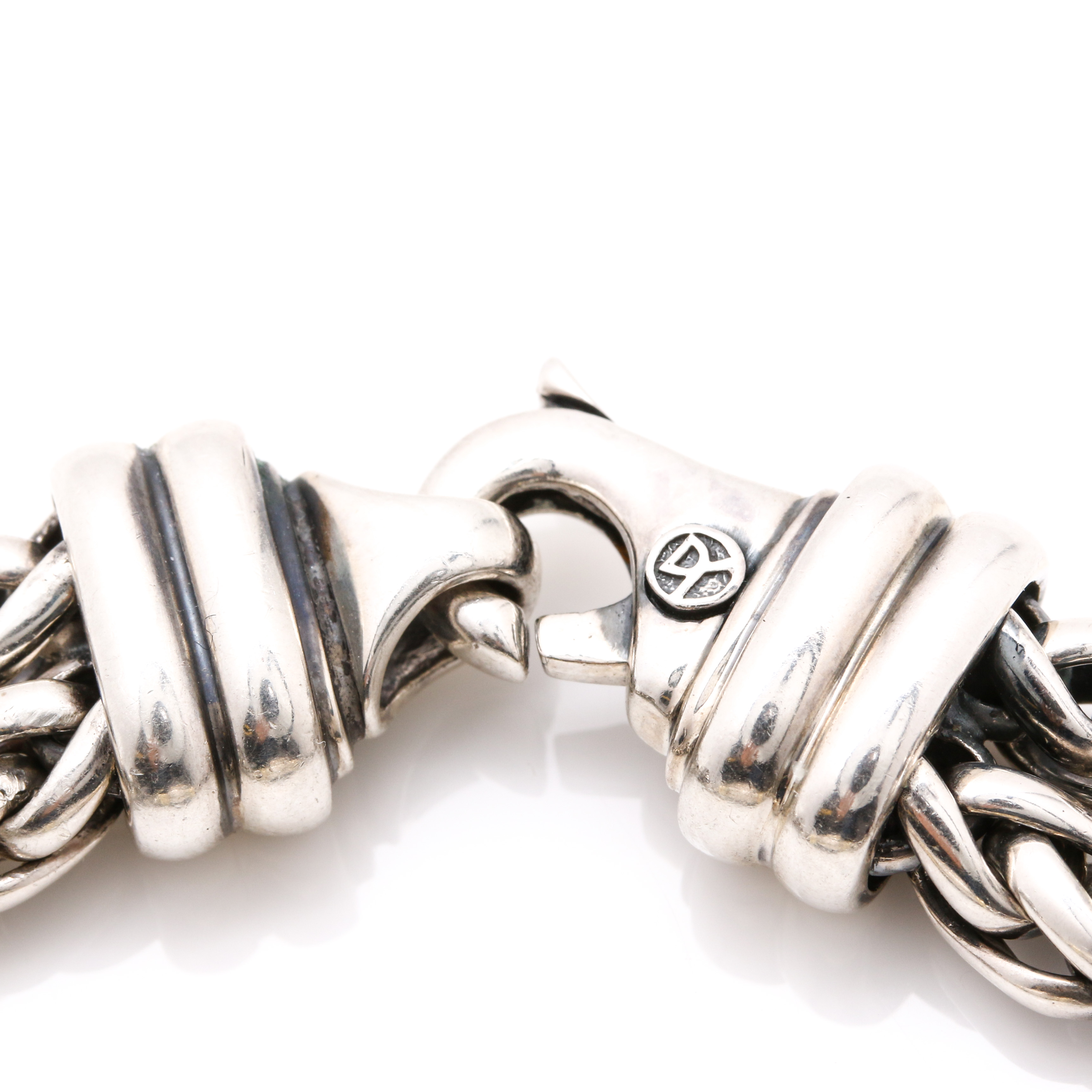 David Yurman Sterling Silver and 14K Yellow Gold Chalcedony Bracelet