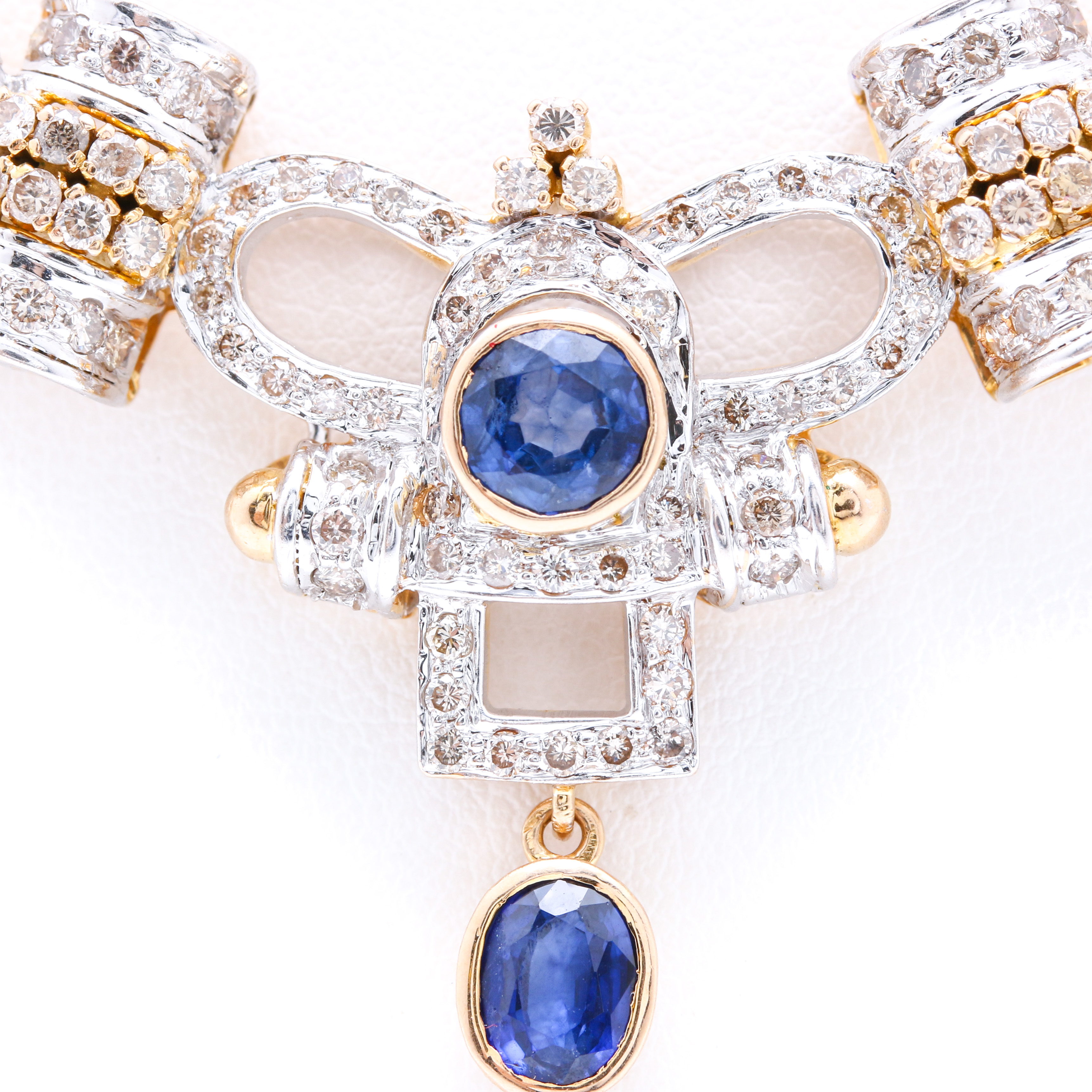 14K White and Yellow Gold 1.77 CTW Sapphire and 1.47 CTW Diamond Necklace