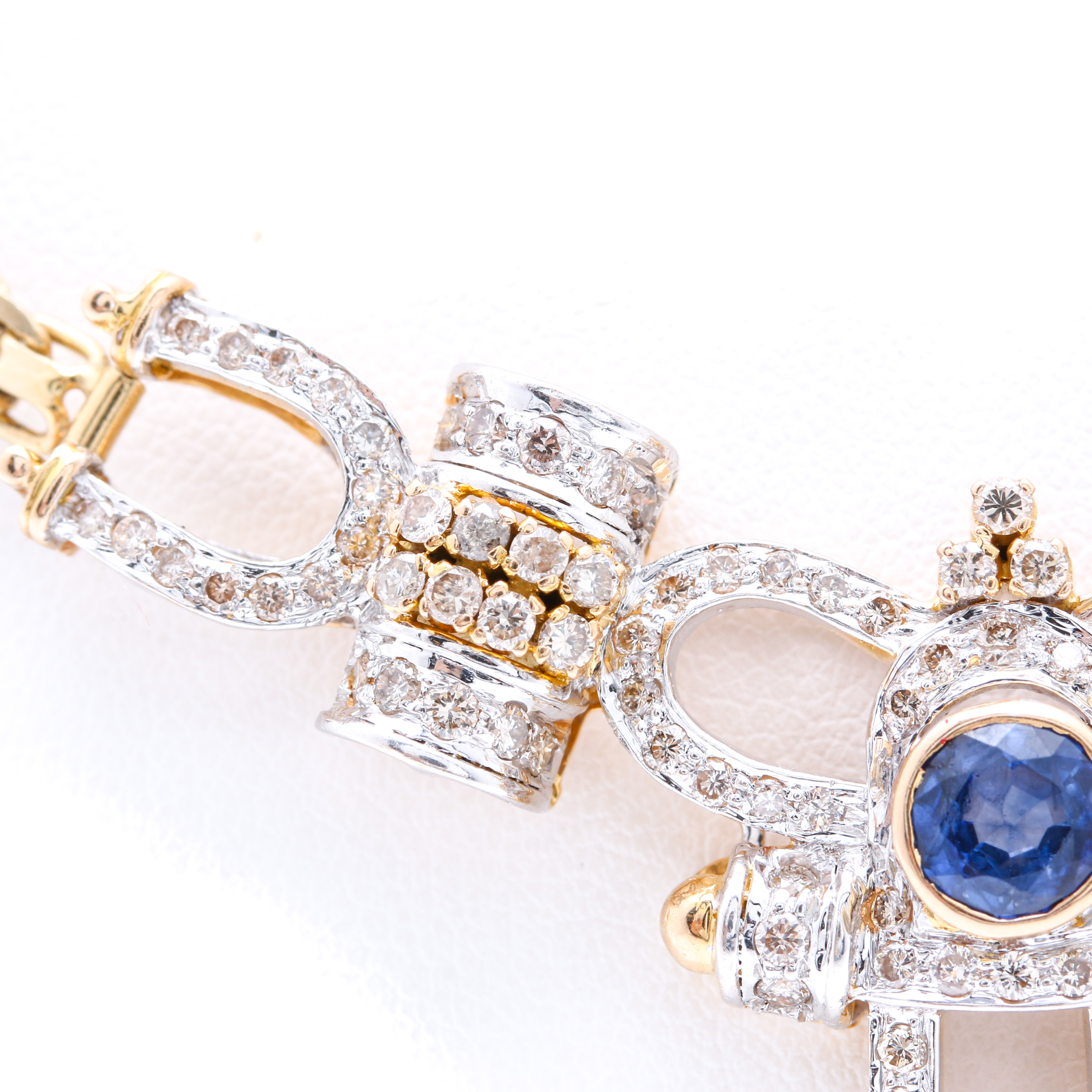 14K White and Yellow Gold 1.77 CTW Sapphire and 1.47 CTW Diamond Necklace