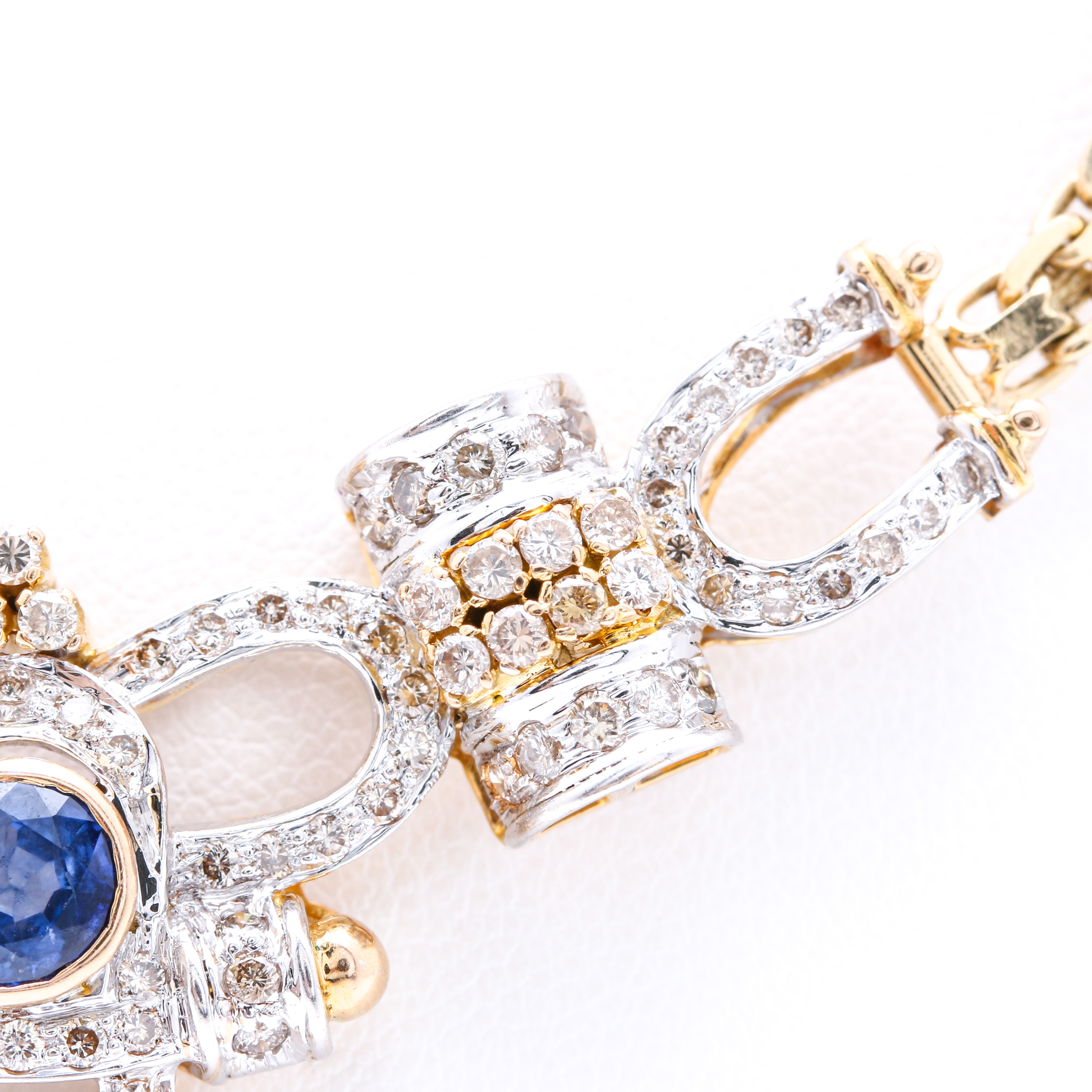 14K White and Yellow Gold 1.77 CTW Sapphire and 1.47 CTW Diamond Necklace