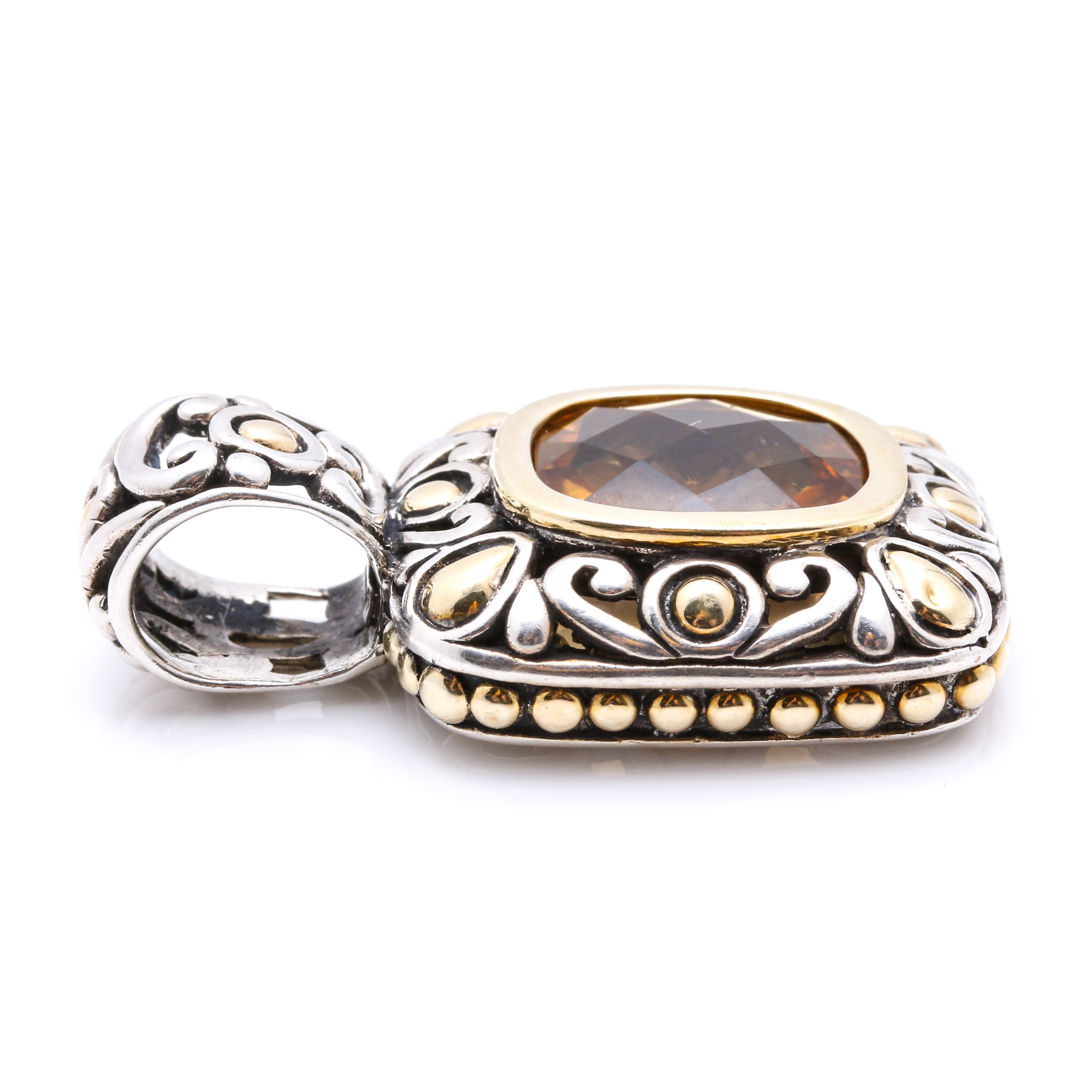John Hardy Sterling Silver and 18K Yellow Gold Citrine Pendant