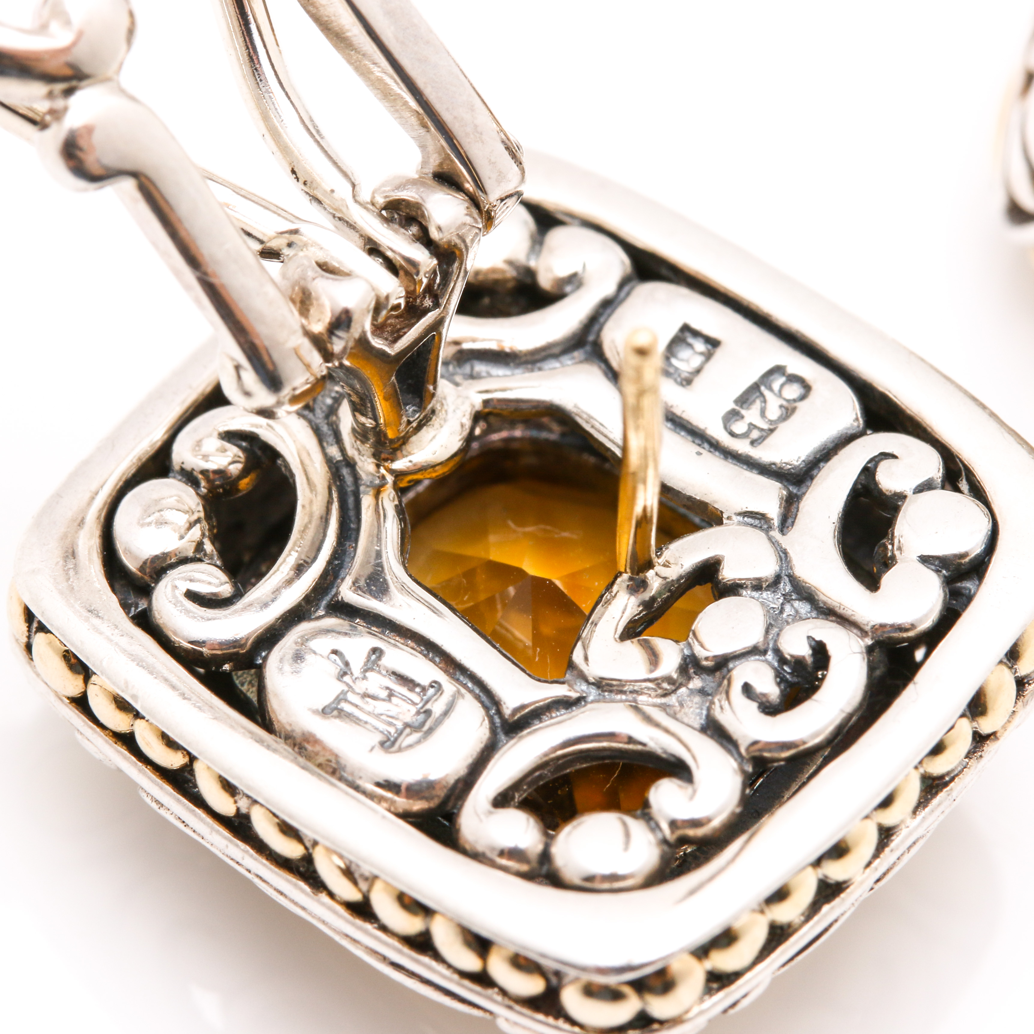 John Hardy Sterling Silver and 18K Yellow Gold Citrine Earrings