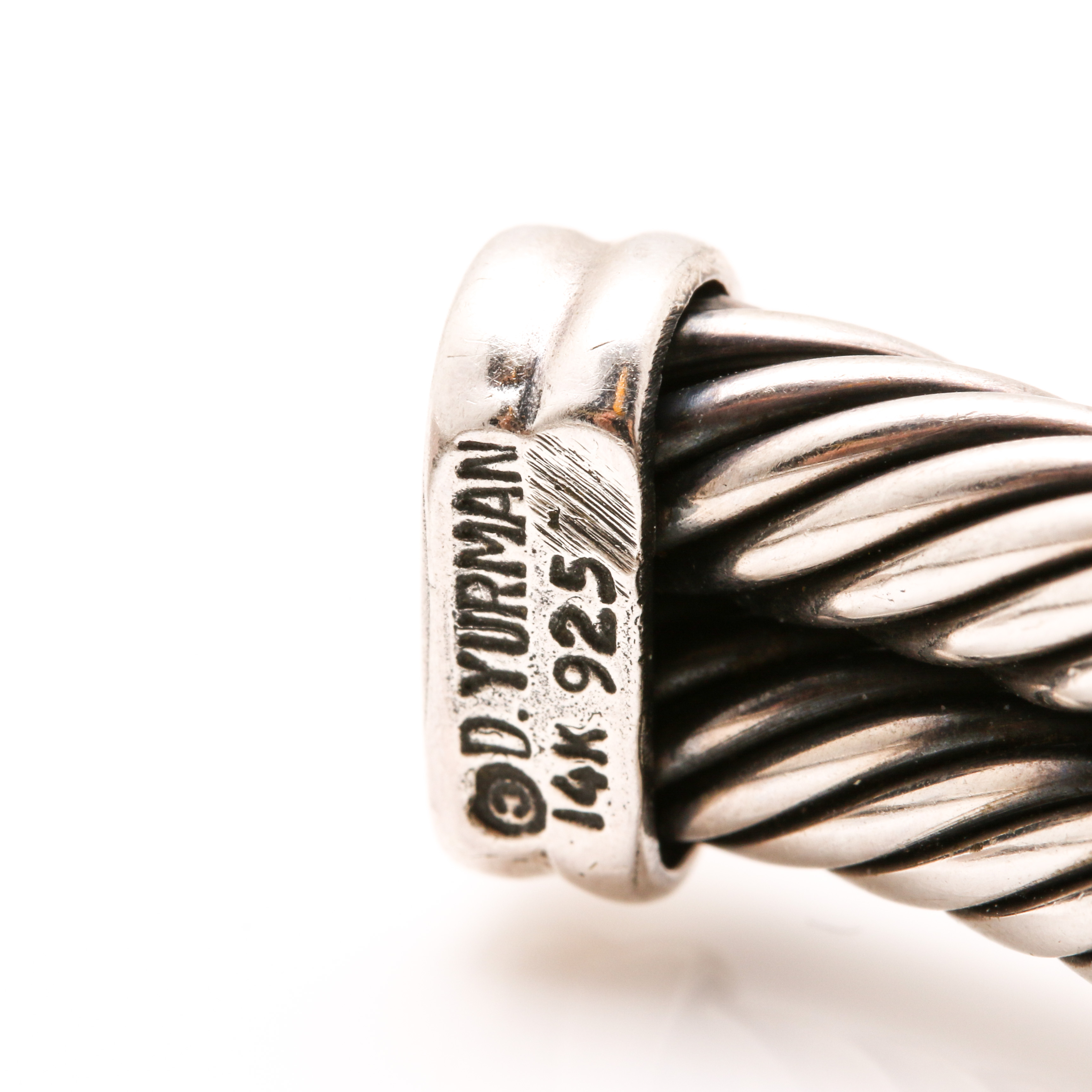 David Yurman Sterling Silver and 14K Yellow Gold Cable Cuff Bracelet