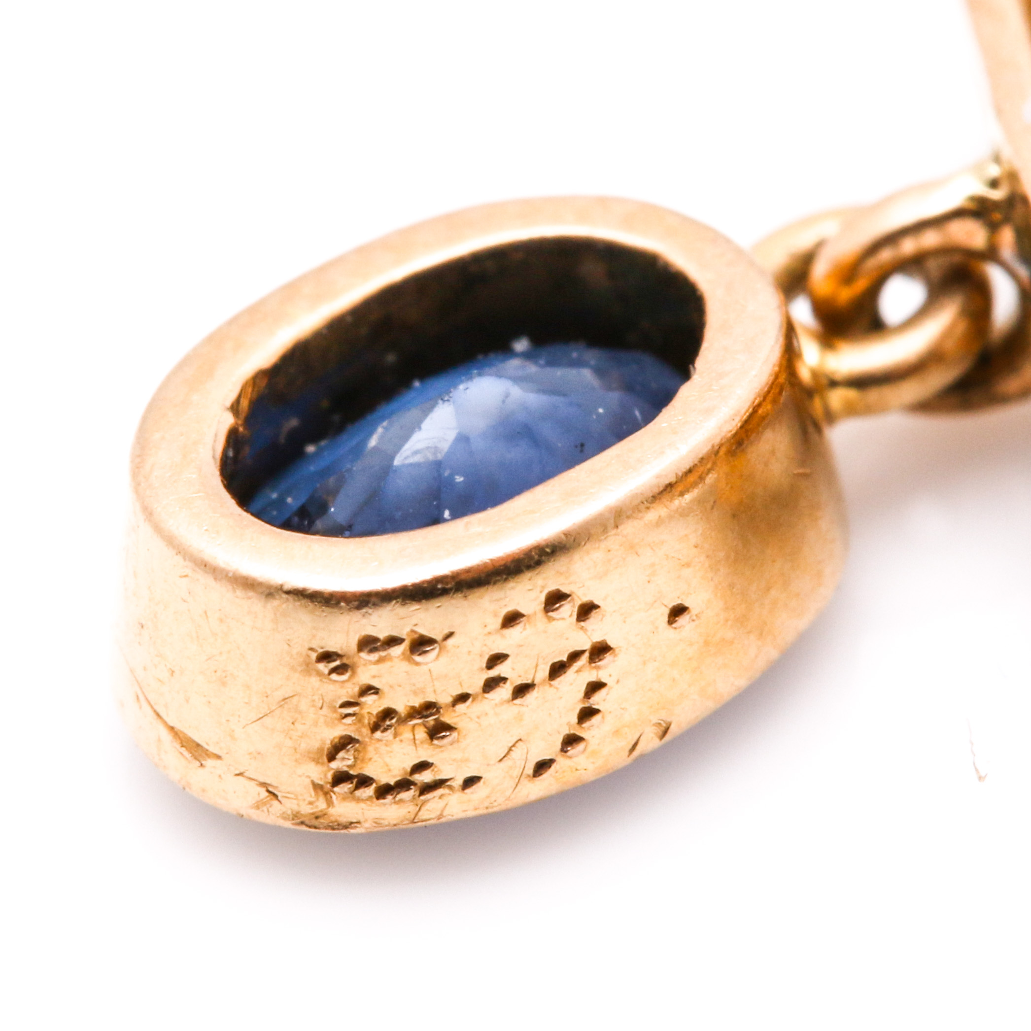 18K White and Yellow Gold 2.55 CTW Sapphire and Diamond Dangle Earrings