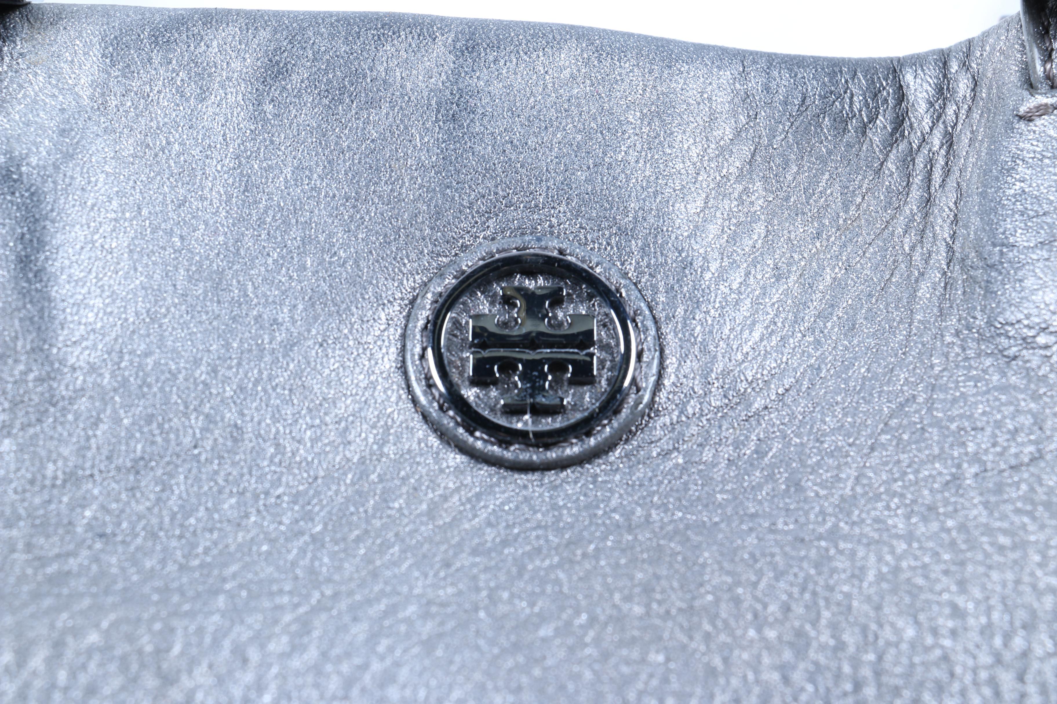 Tory Burch Metallic Silver Leather Tote
