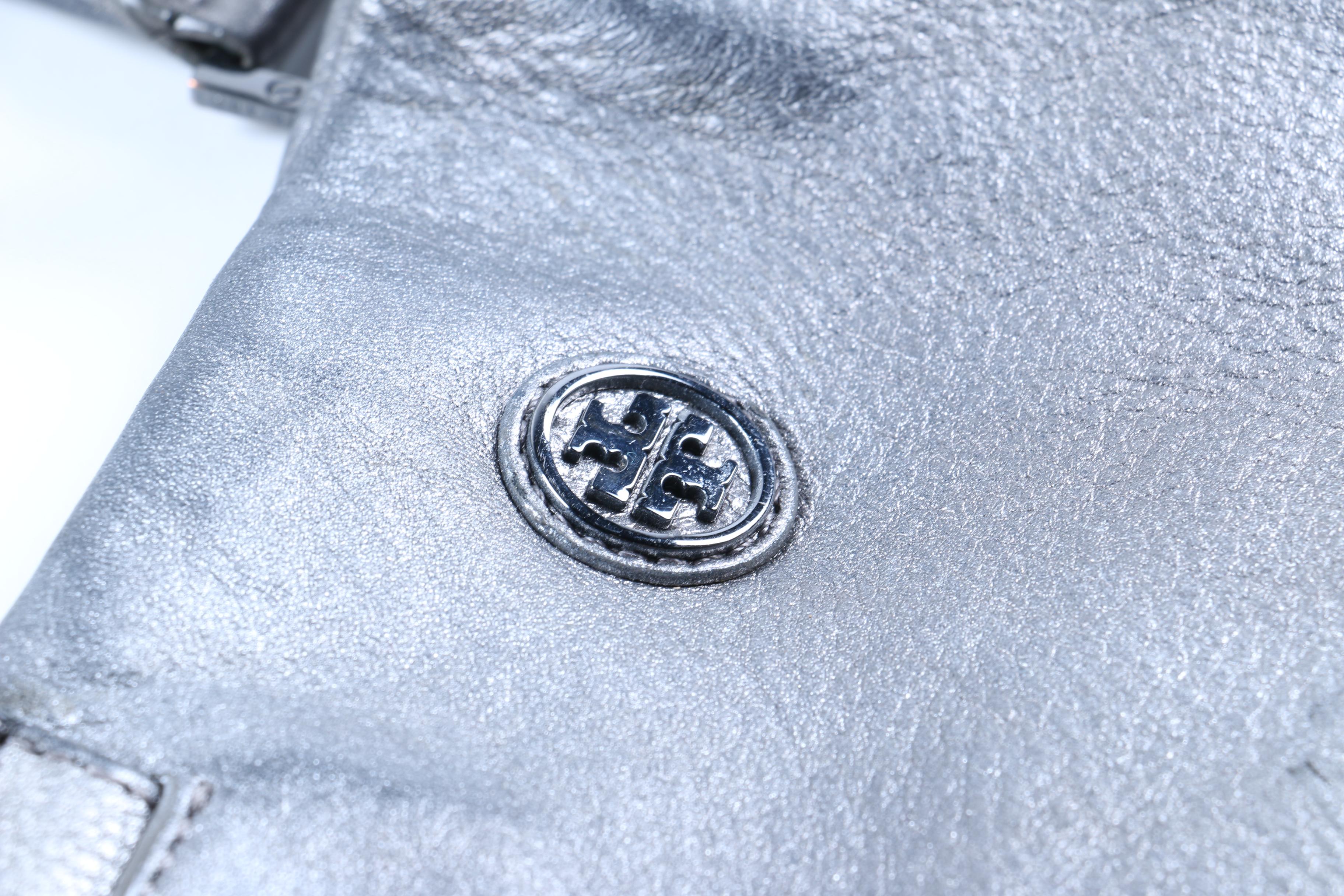 Tory Burch Metallic Silver Leather Tote