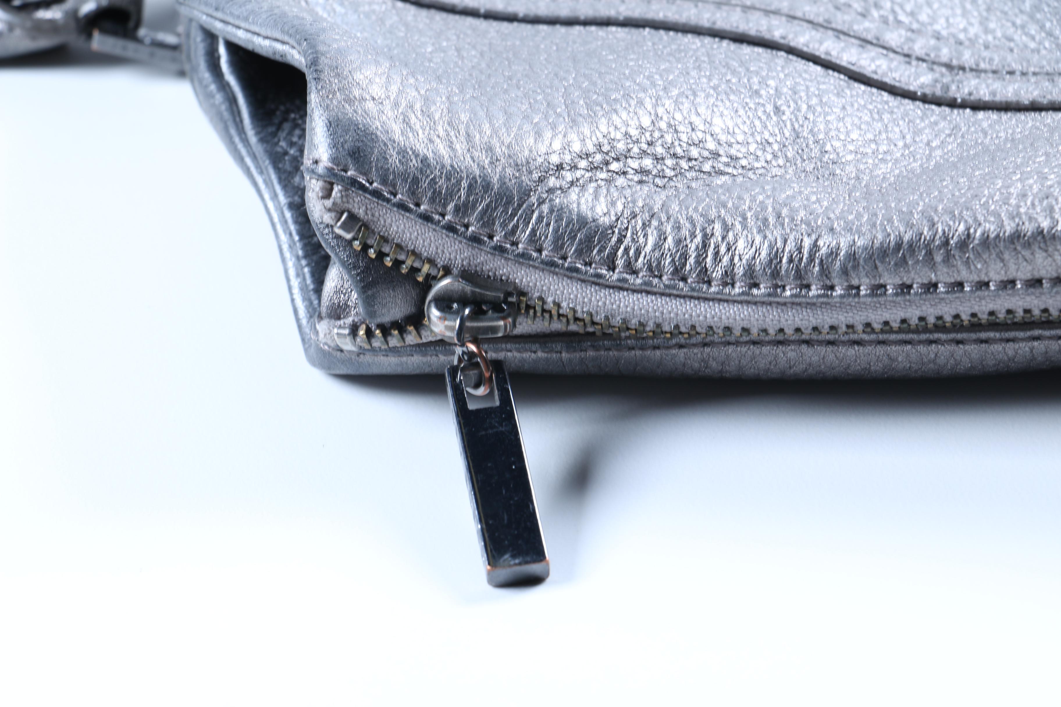 Tory Burch Metallic Silver Leather Tote