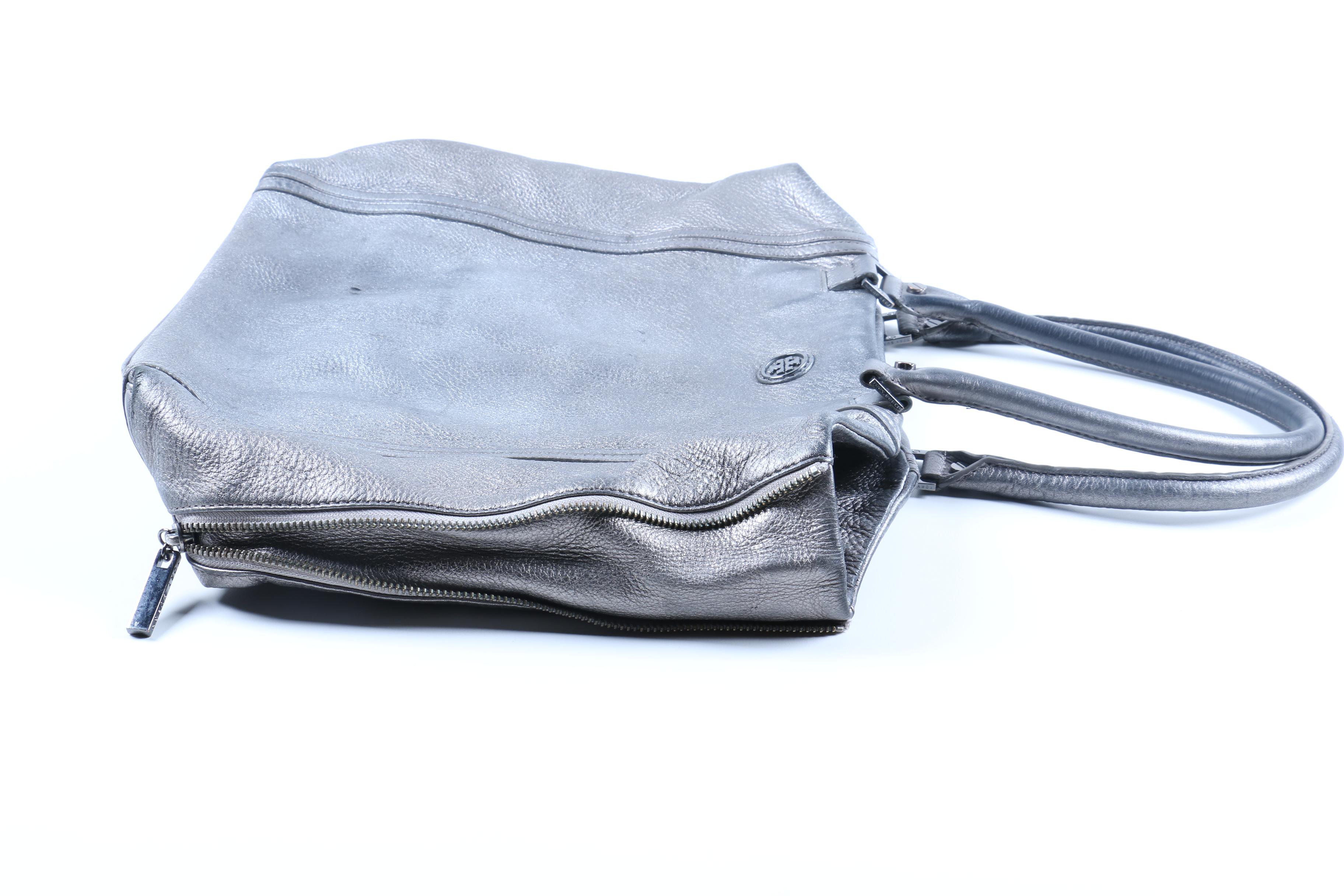 Tory Burch Metallic Silver Leather Tote